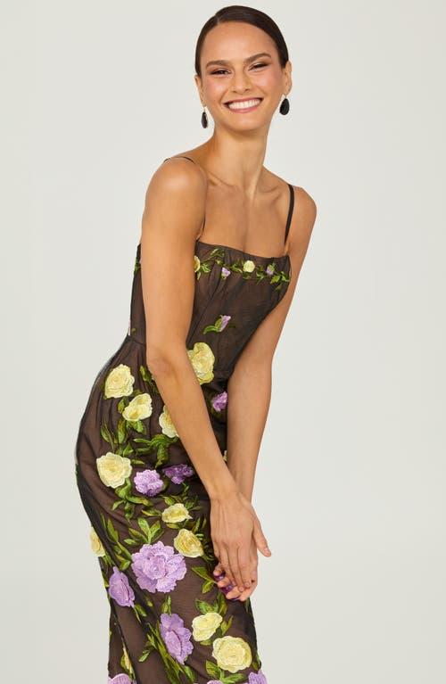 gemma embroidered tulle midi dress helsi Caméo Blue Floral Embroidered Tulle Midi Dress, S / Blue main image 1