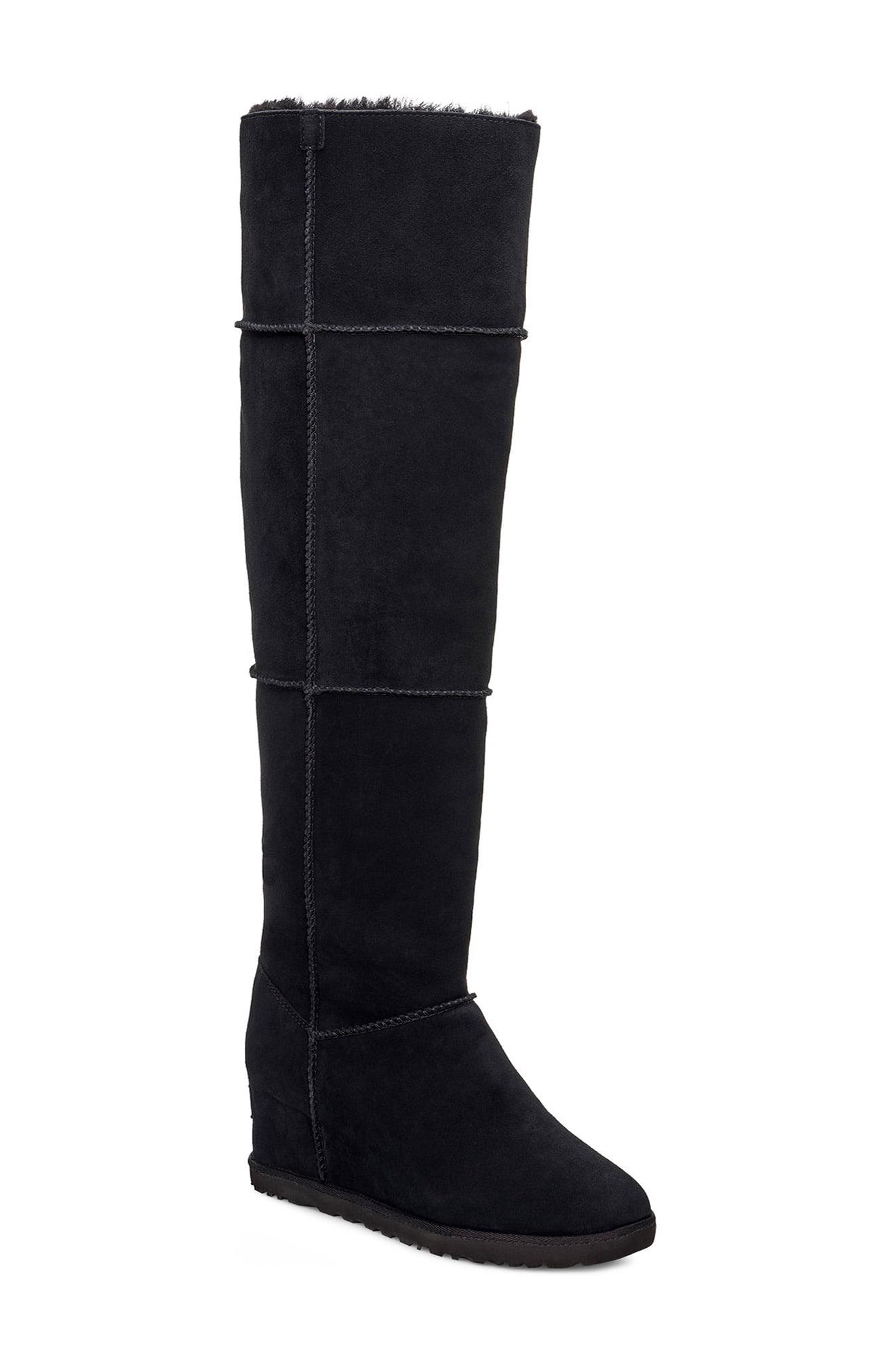 over the knee suede wedge boots