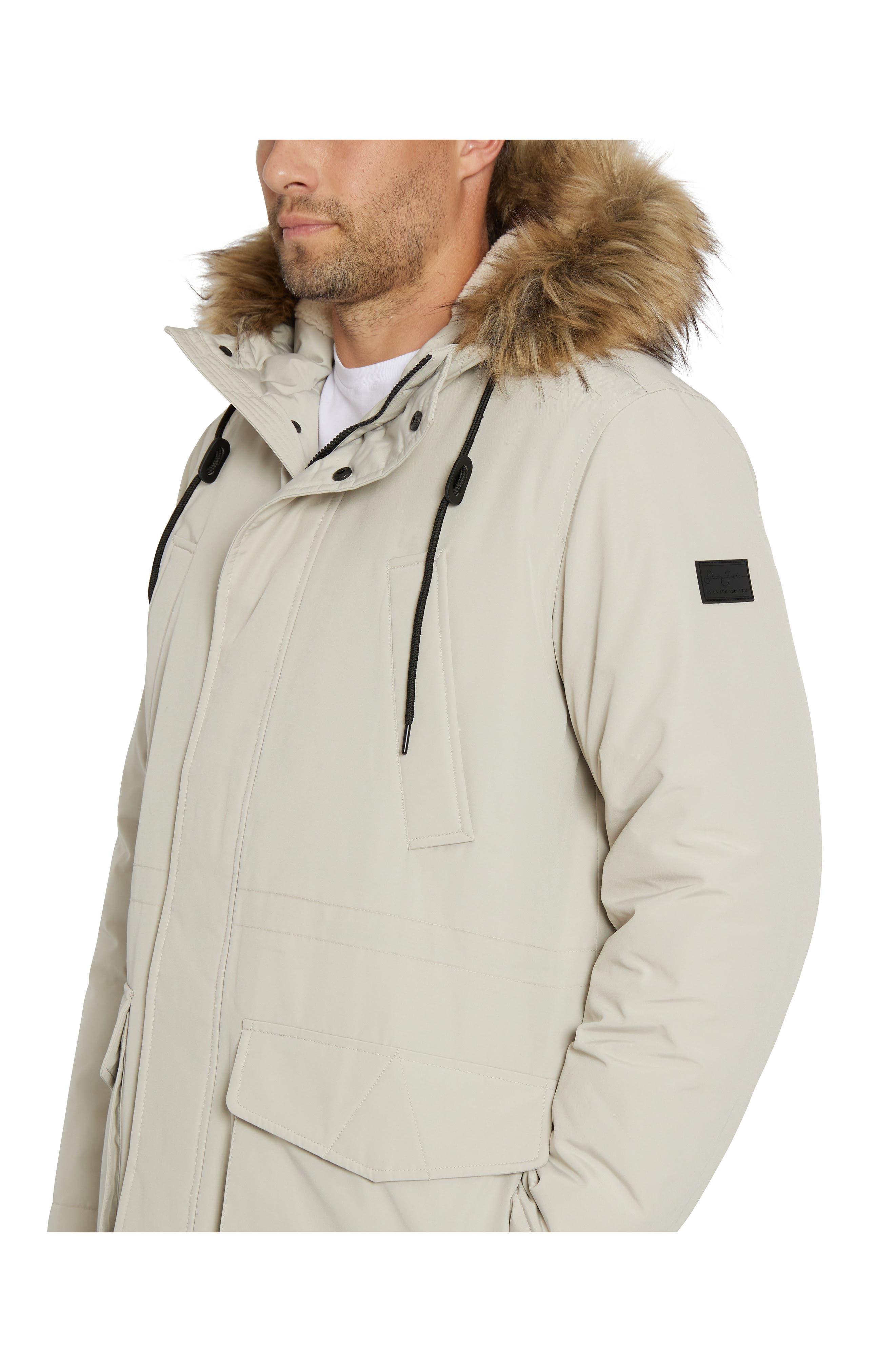 Sean John Water Resistant Utility Parka With Faux Fur Trim in Natural for  Men | Lyst