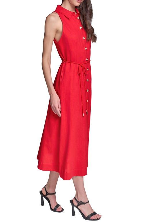 chinese dress ladies Smart Casual Red Linen Shirt Dress XS