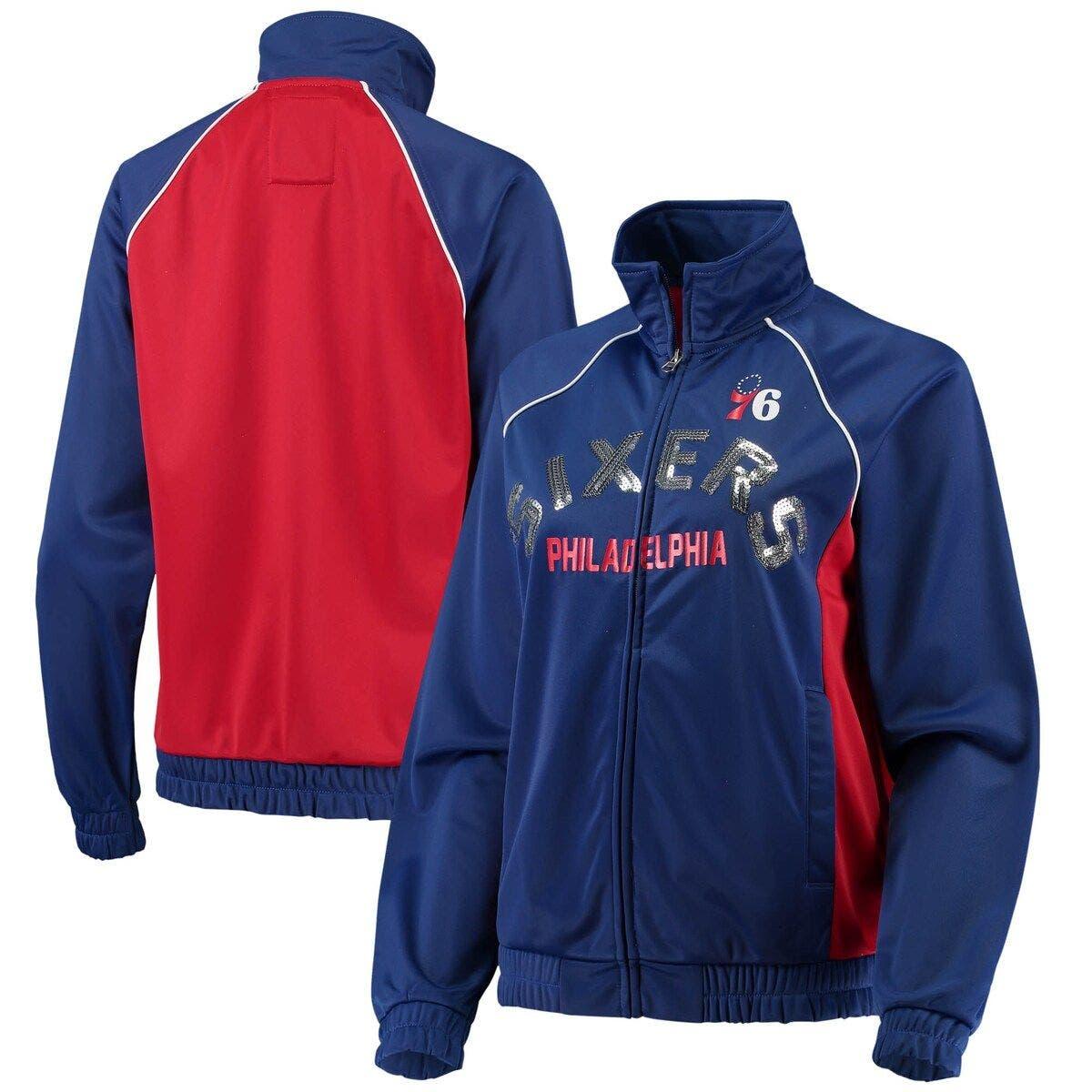 Philadelphia 76ers Red and Blue Full-Zip Hooded Jacket
