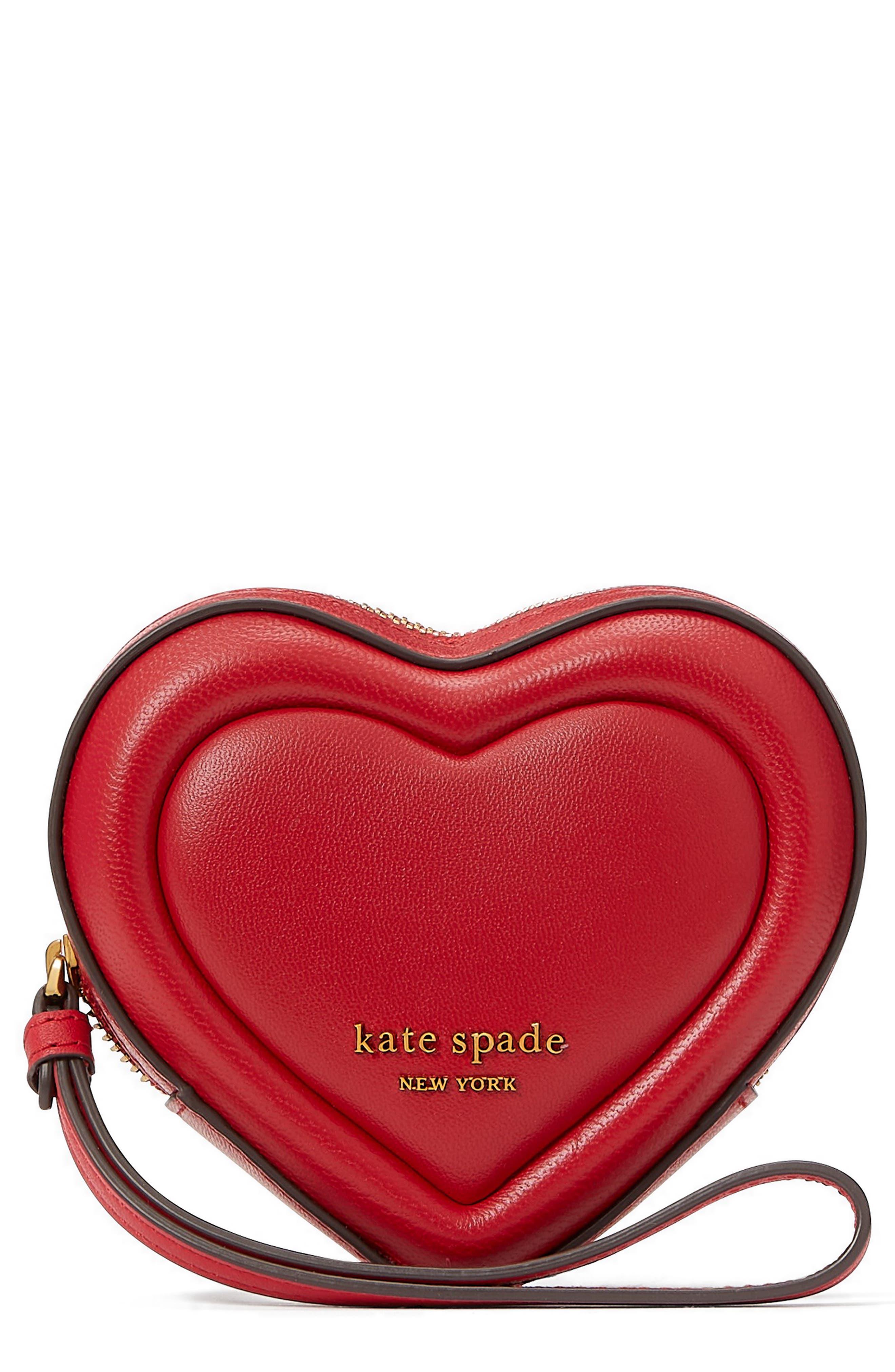 Kate Spade Pitter Patter Smooth Leather Heart Clutch in Red Lyst