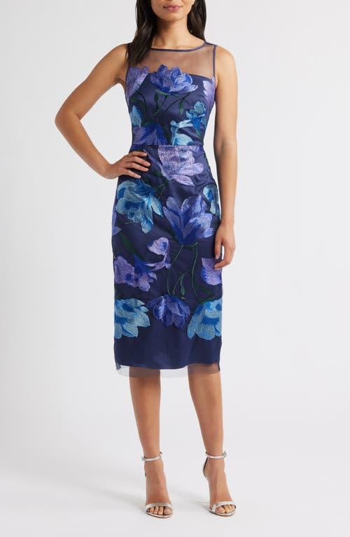 Eliza J Floral Embroidered Cocktail Dress in Blue | Lyst