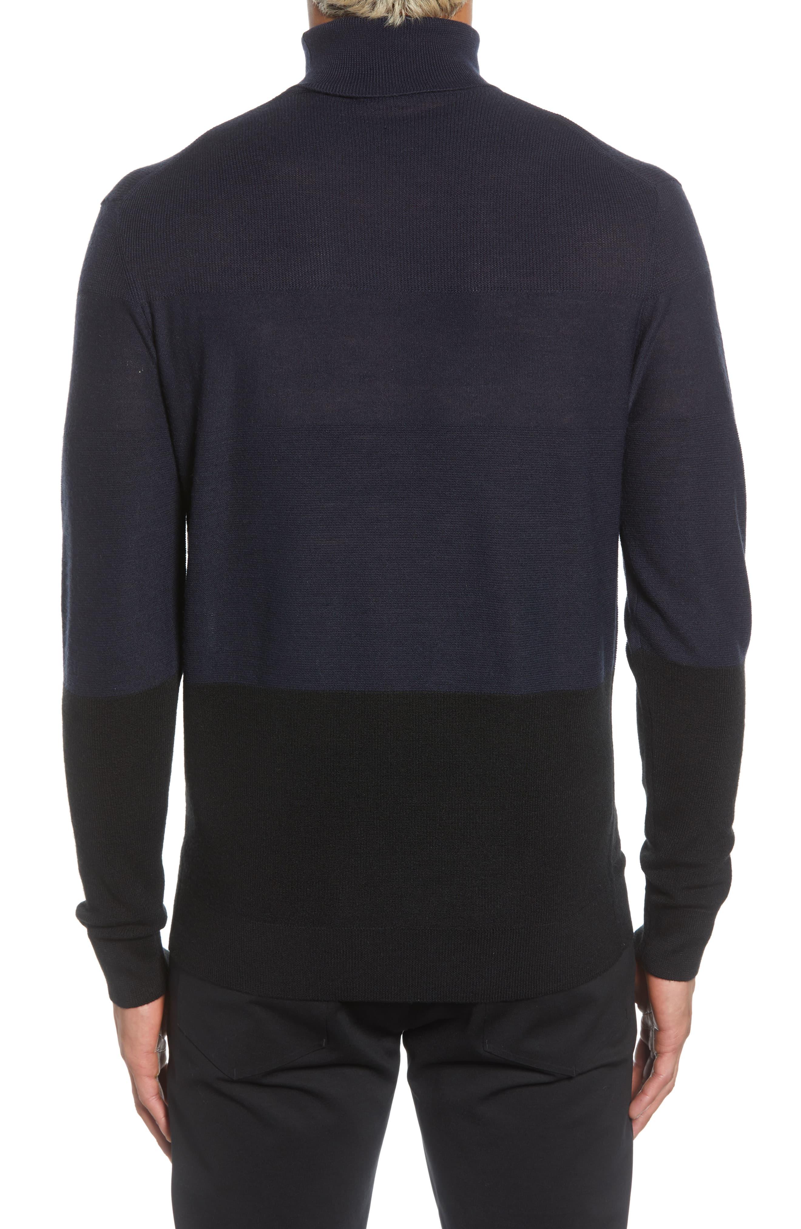 Karl Lagerfeld Colorblock Wool Blend Turtleneck Sweater in Navy/ Black ...