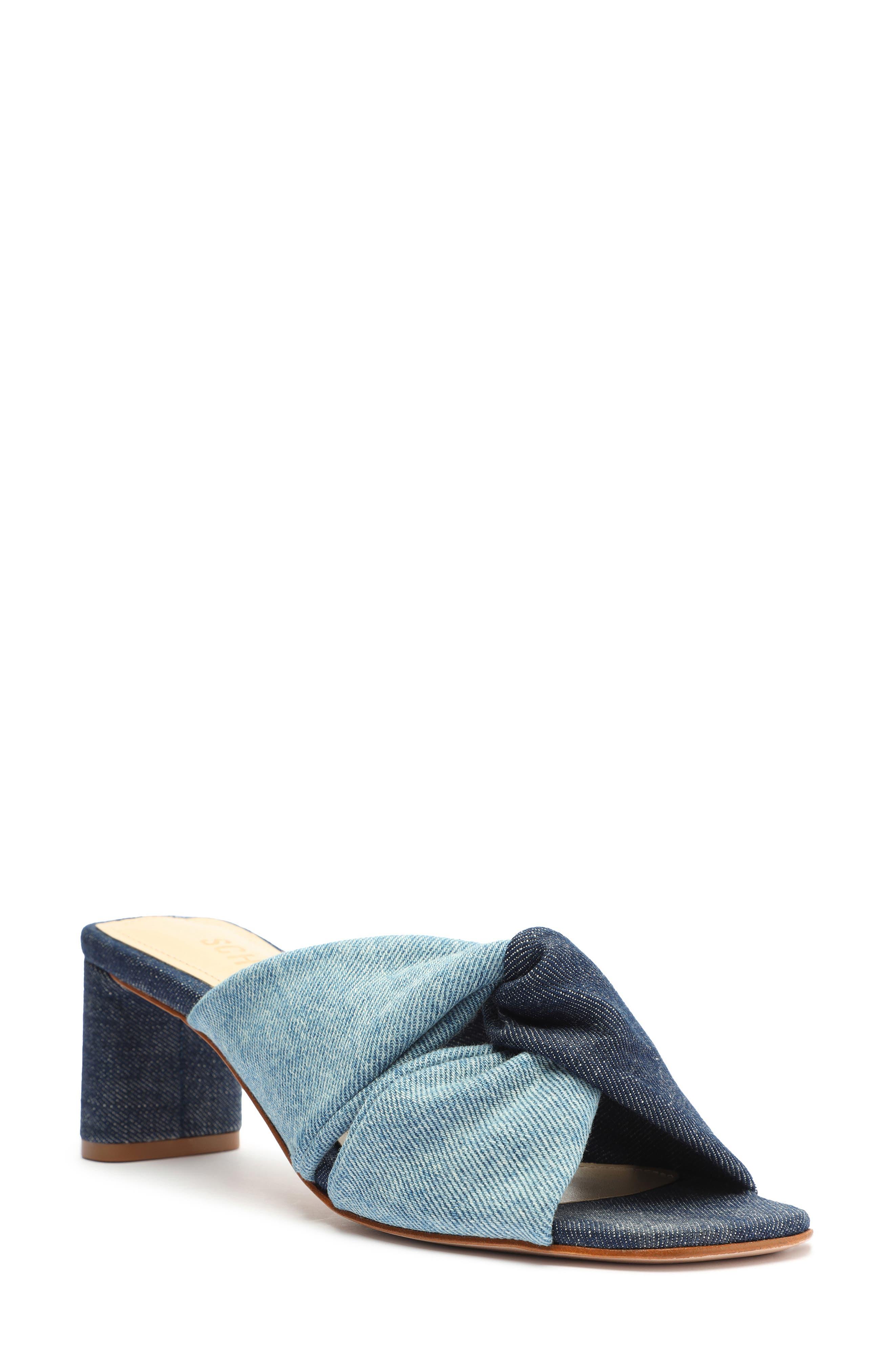 SCHUTZ SHOES Wendy Block Heel Slide Sandal in Blue | Lyst