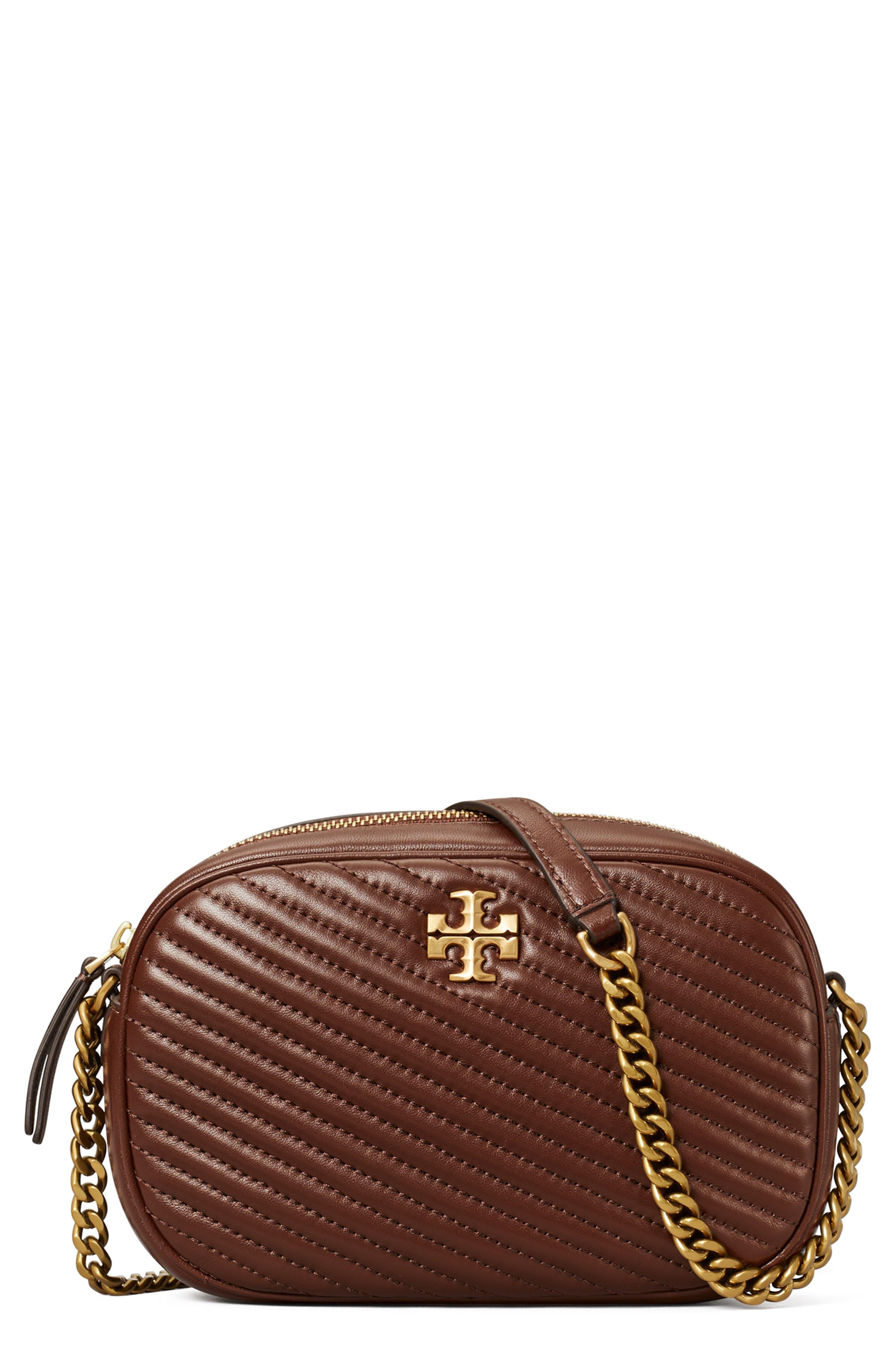 Tory Burch Small Kira Chevron Quilted Leather Crossbody Bags in Brown
