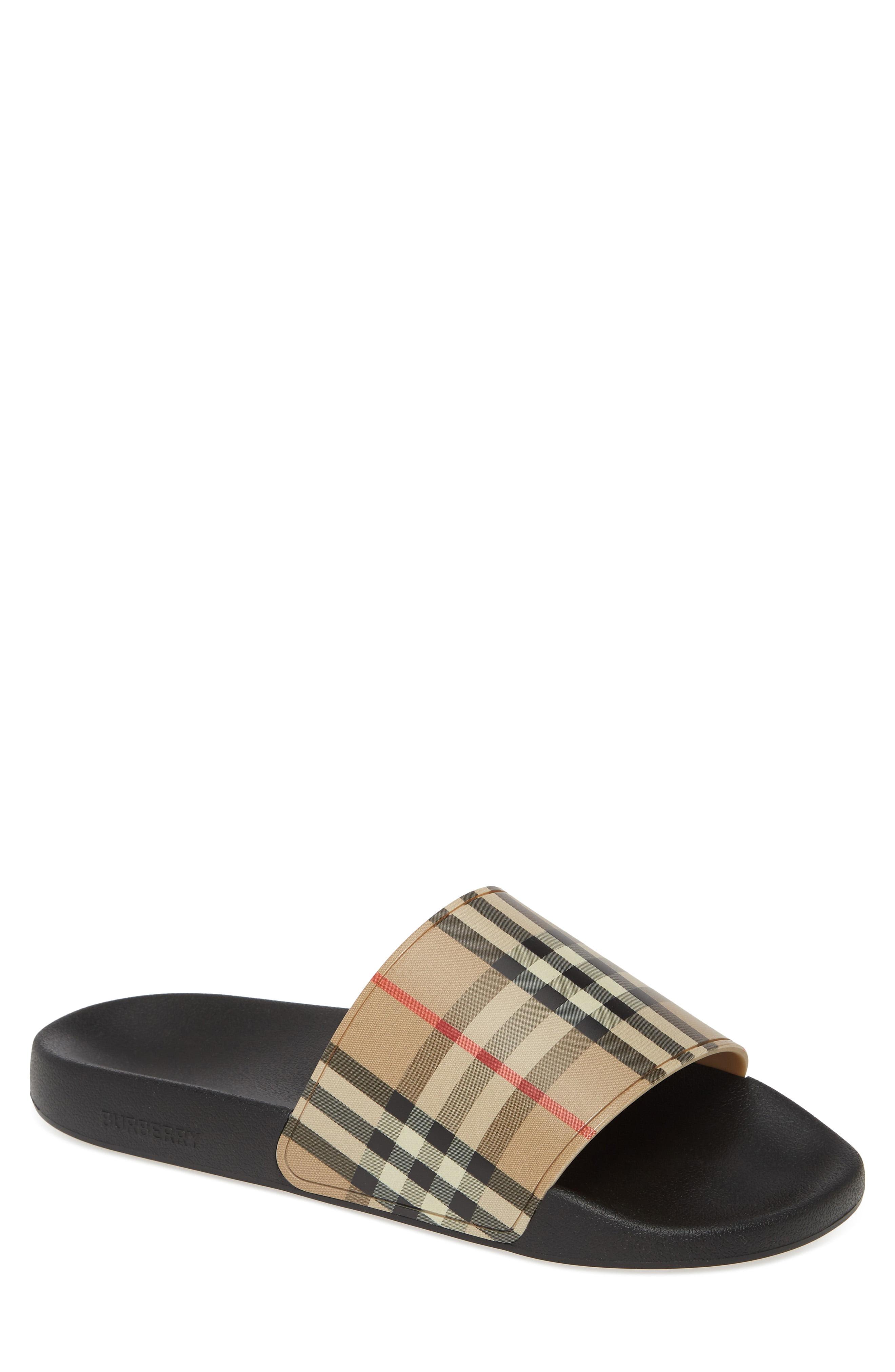 Burberry Rubber Check Slides for Men - Save 40% - Lyst
