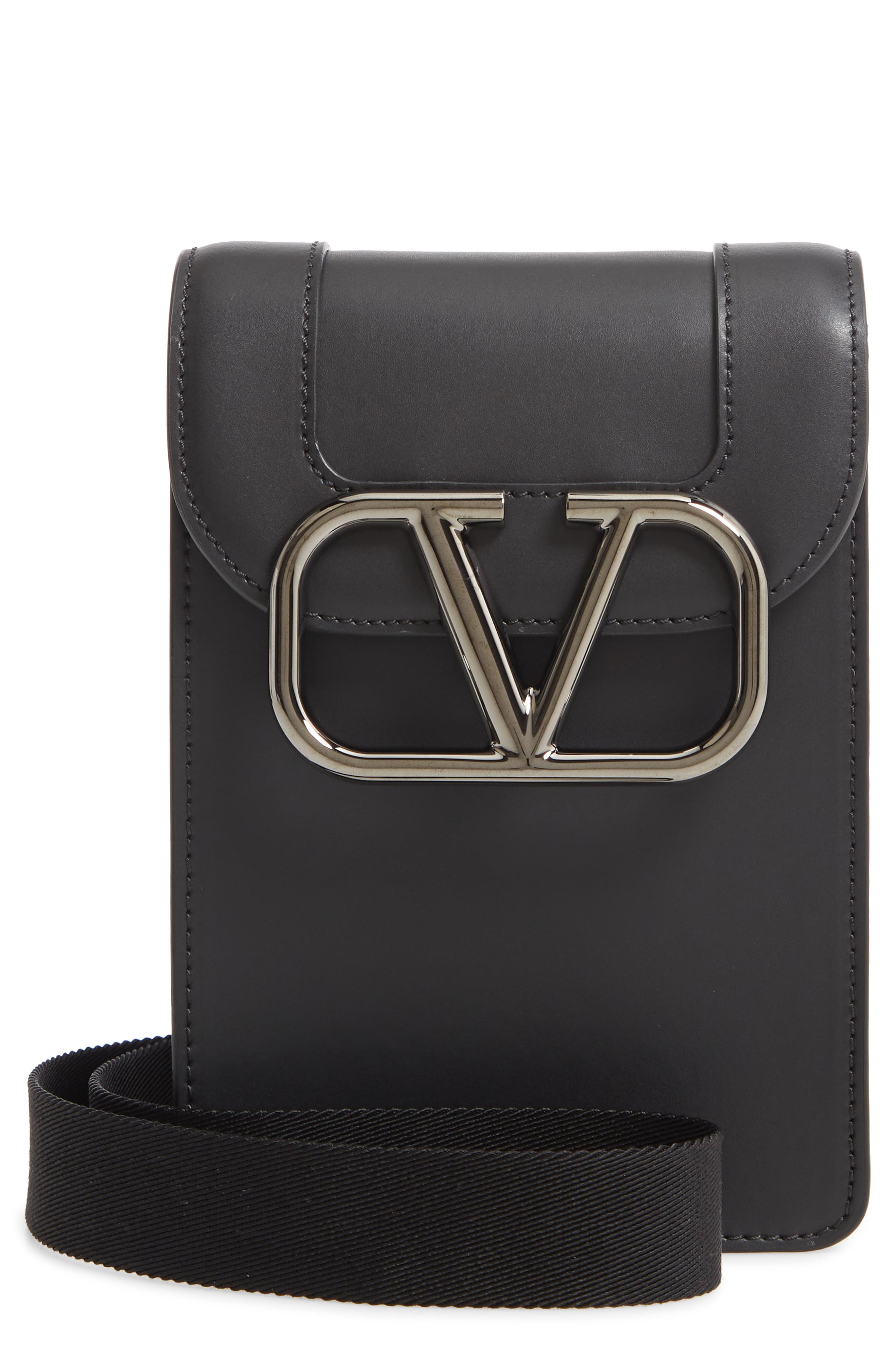 Valentino Small Vlogo Leather Crossbody Bag in Black for Men Lyst