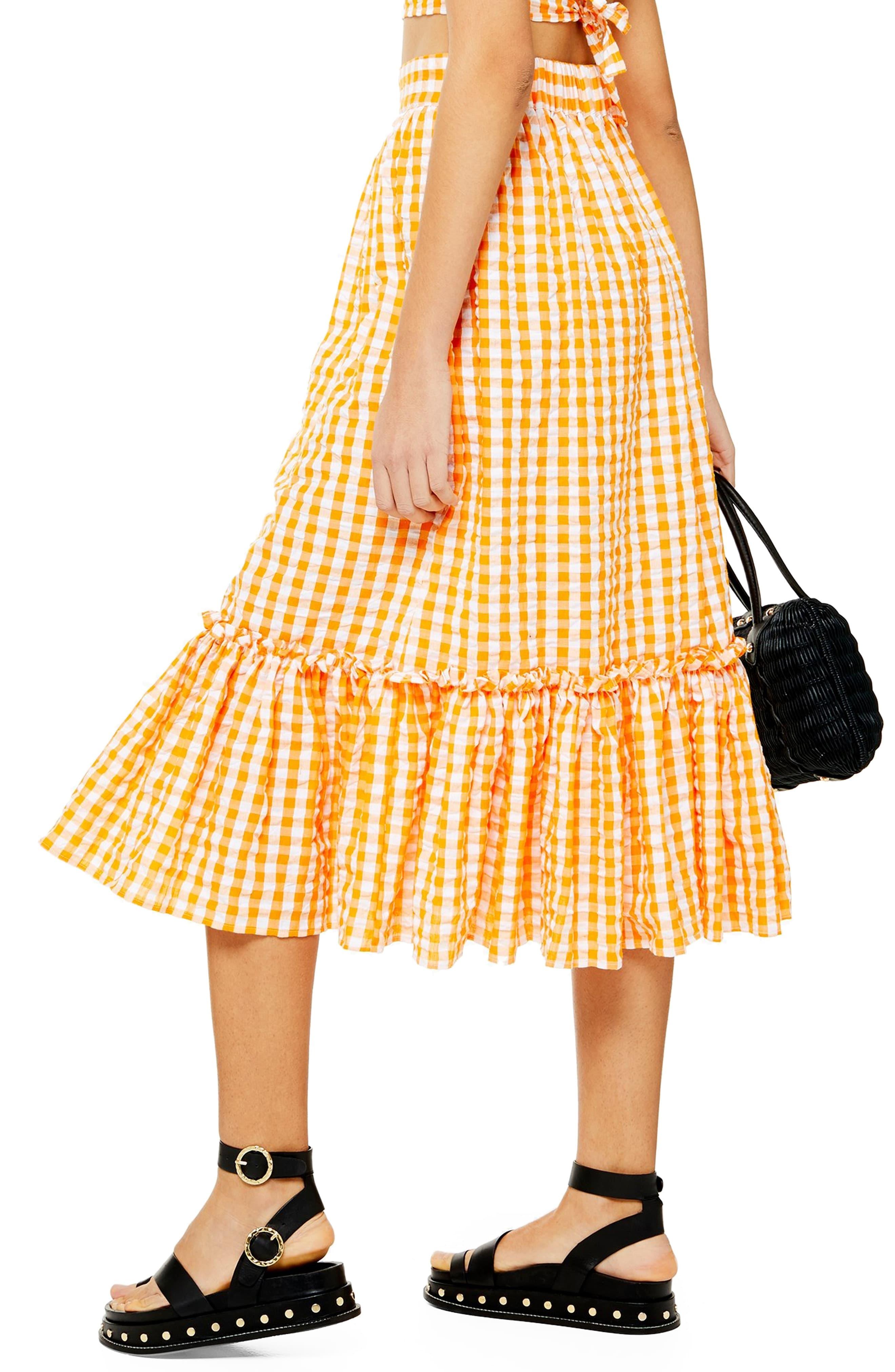 gingham skirt midi