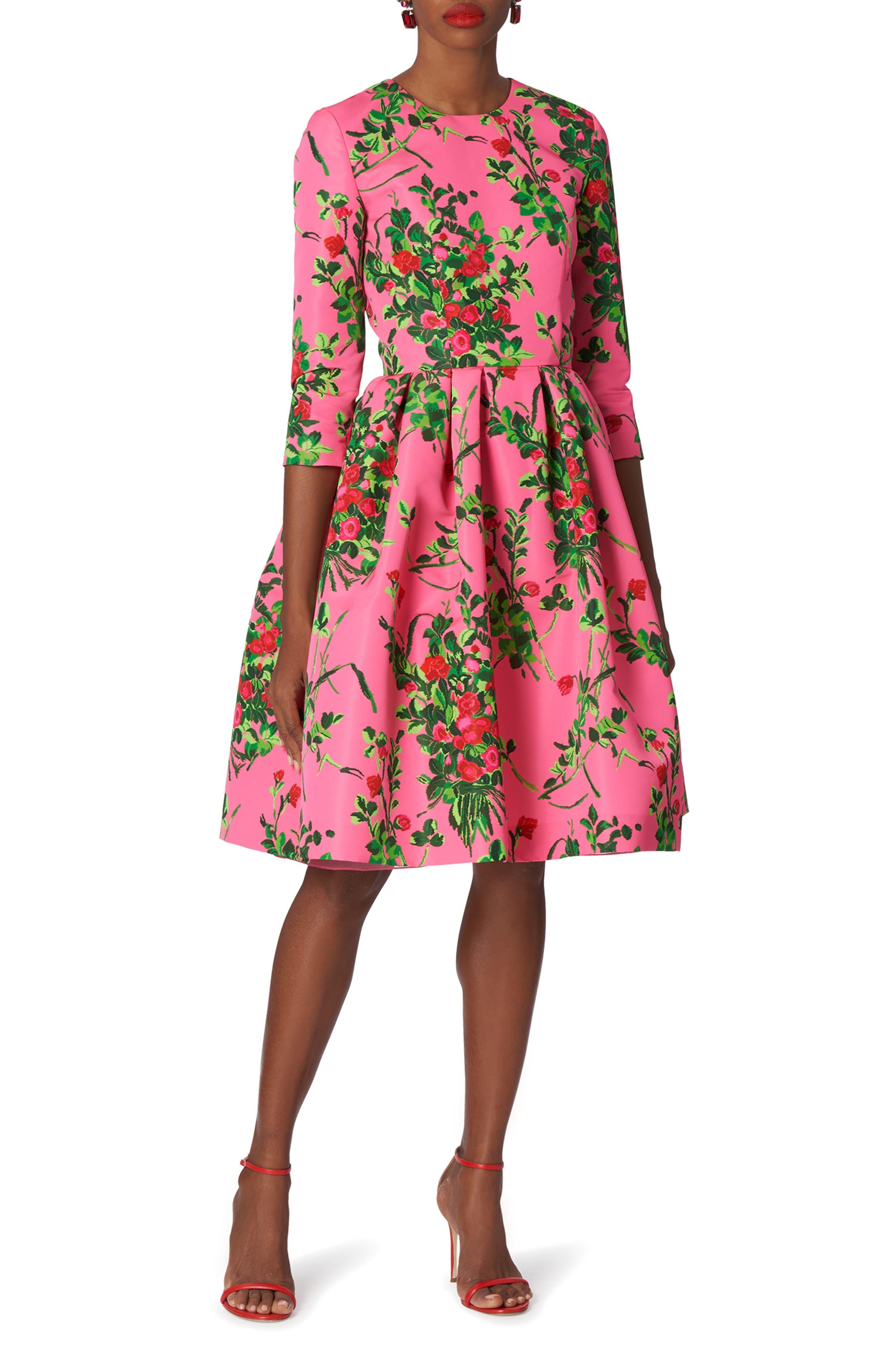 Carolina Herrera Tea Rose Fit & Flare Dress in Red Lyst