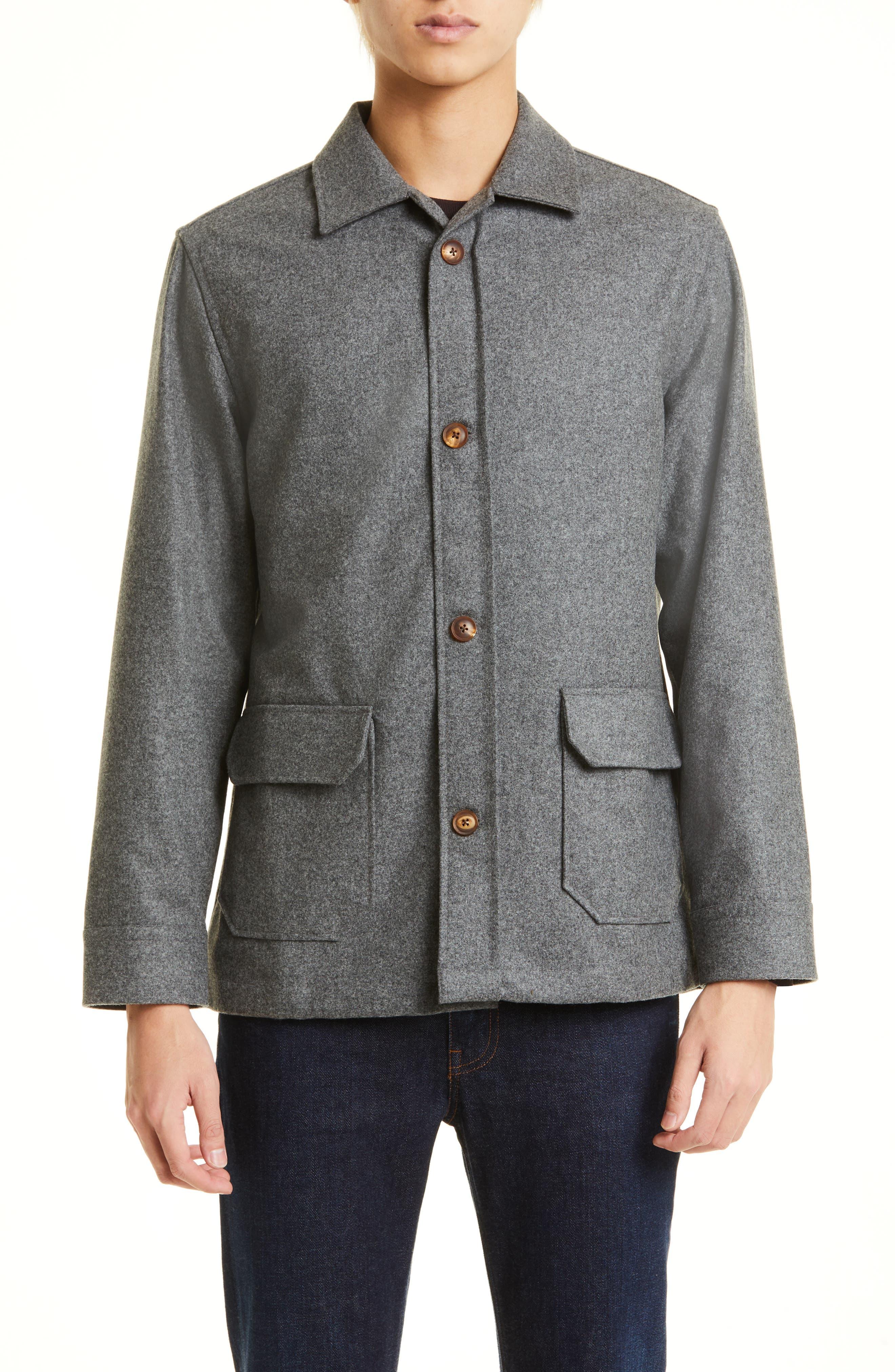 Thom Sweeney Heavy Wool Felt Chore Coat in Gray for Men | Lyst