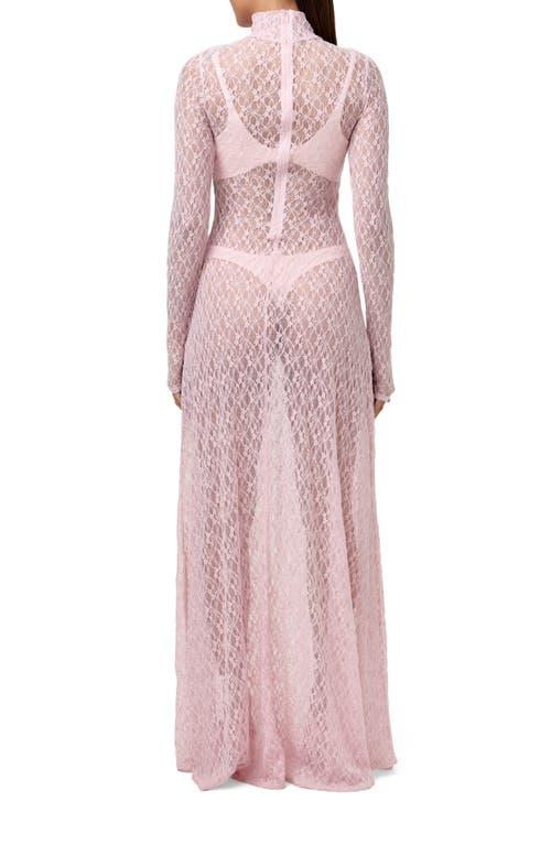 Naked Wardrobe Floral Long Sleeve Stretch Lace Turtleneck Maxi Dress in  Pink | Lyst