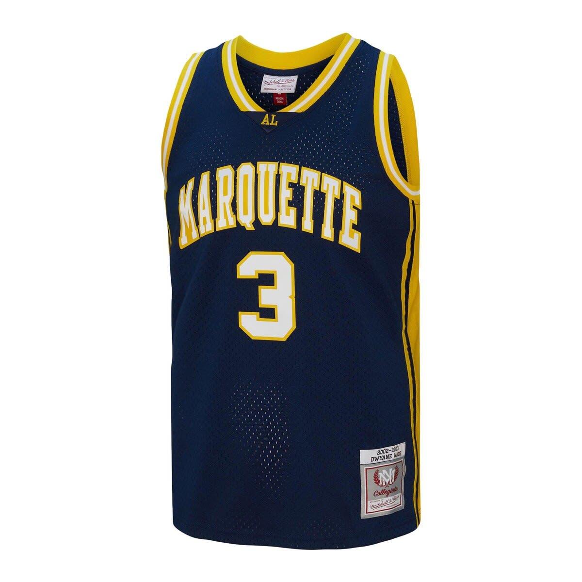 Men's Mitchell & Ness Dwyane Wade Navy Marquette Golden Eagles Player Swingman Jersey Size: Small