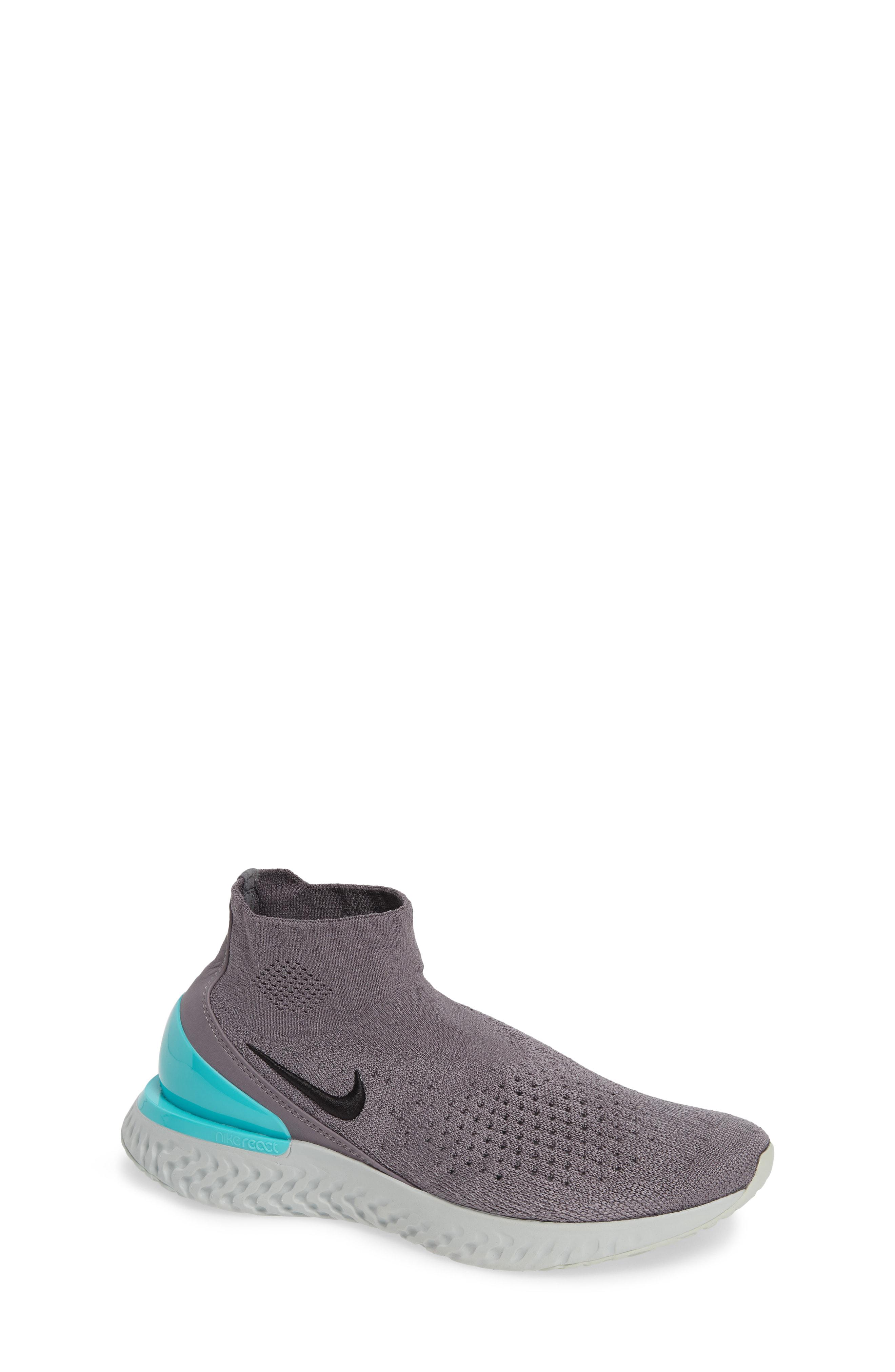 black flyknit rise react sneakers