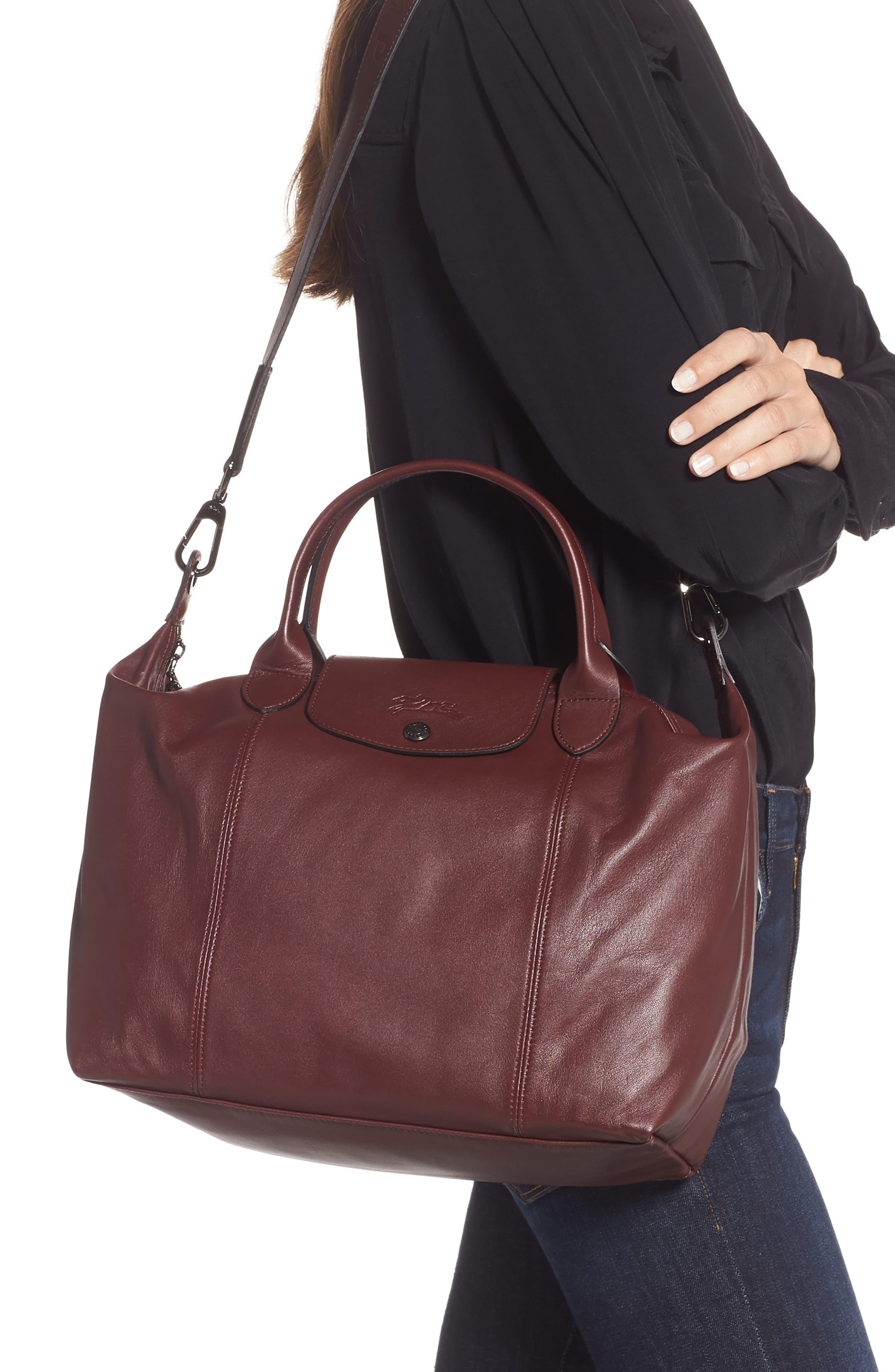 maroon longchamp bag