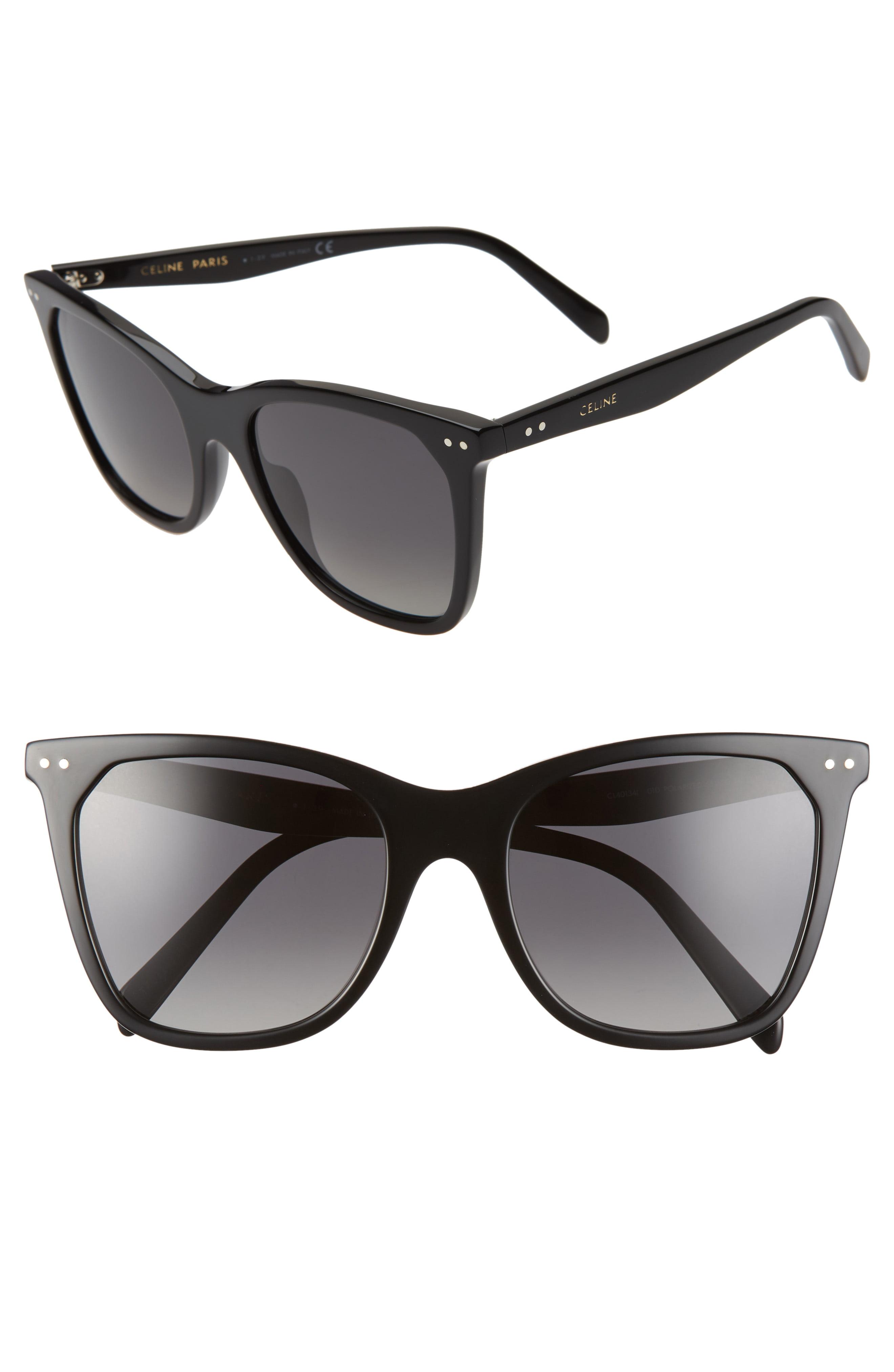 Celine 55mm Polarized Cat Eye Sunglasses in Black/ Smoke (Black) Lyst