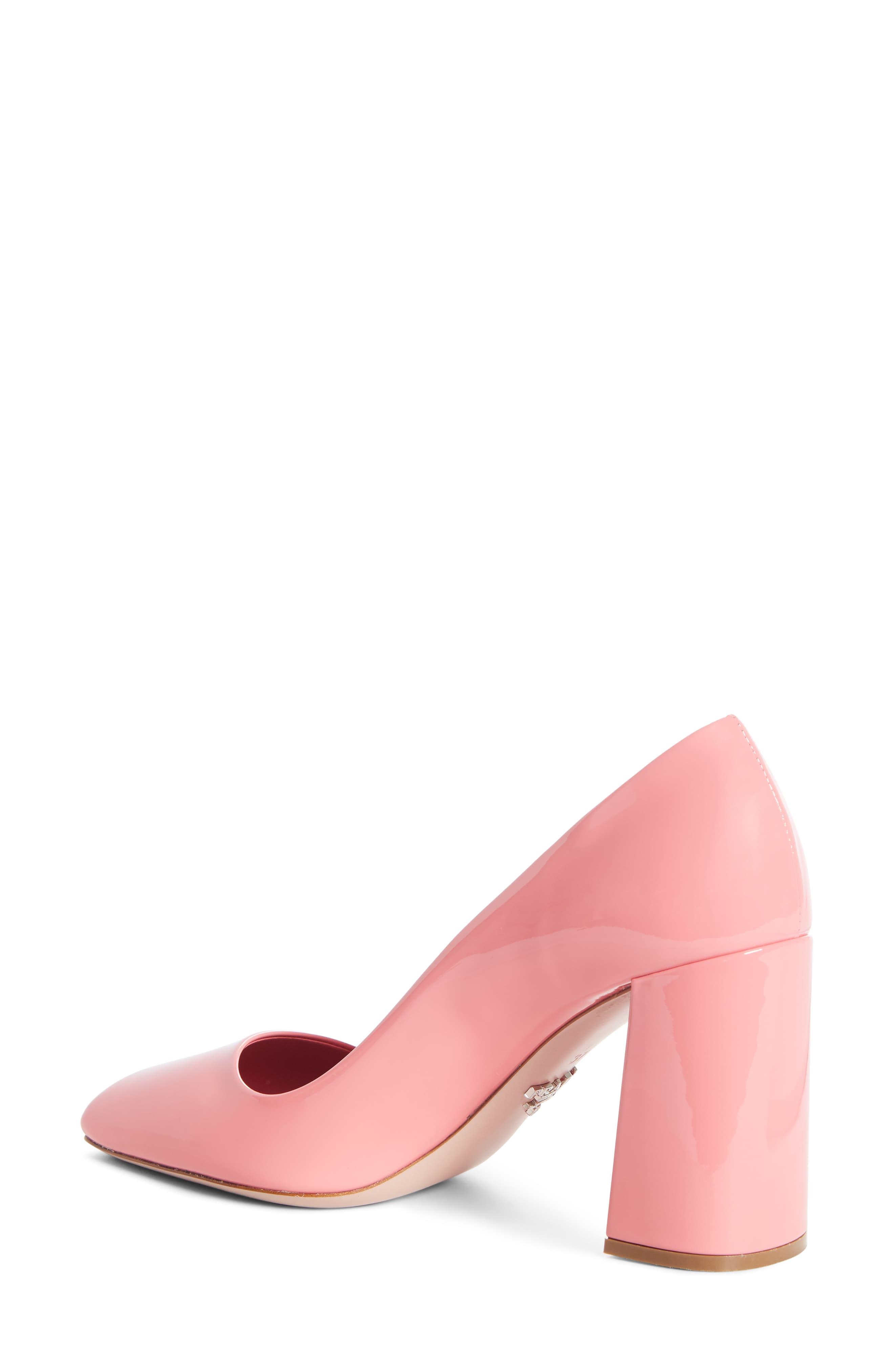 pink block heel pumps