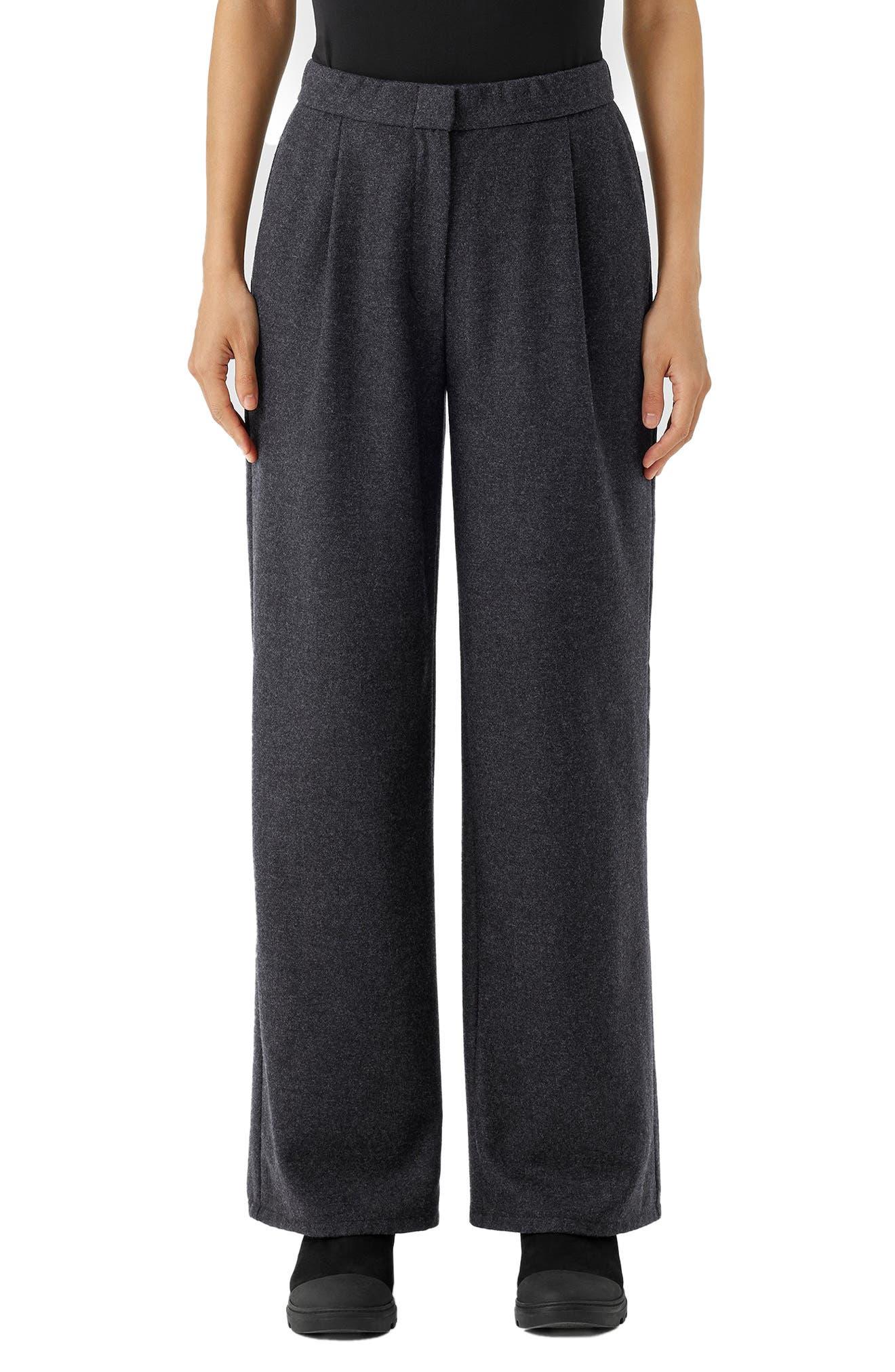 Washable Stretch Crepe High-Waisted Wide Pant