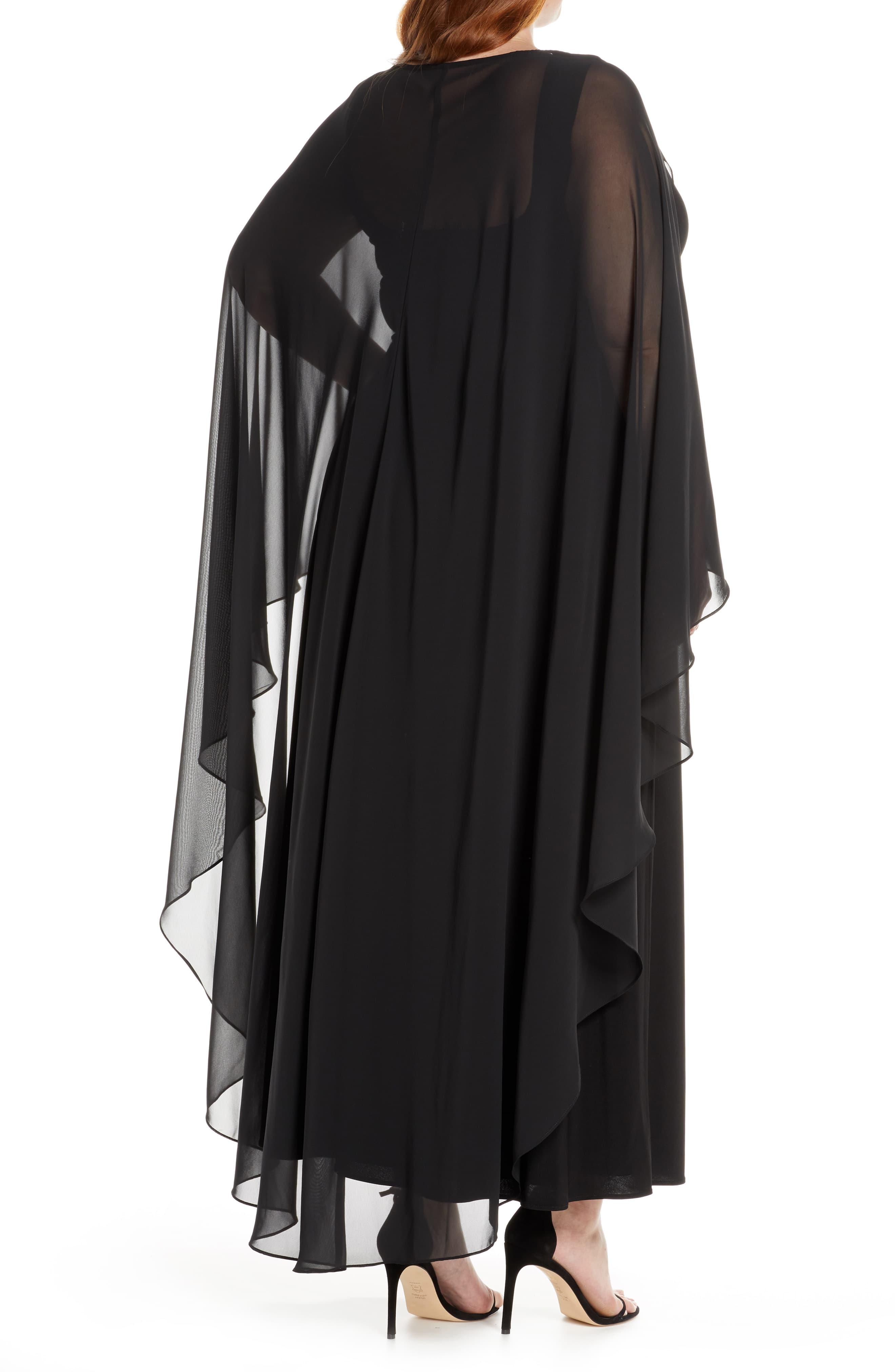 xscape side ruched double strap crepe gown