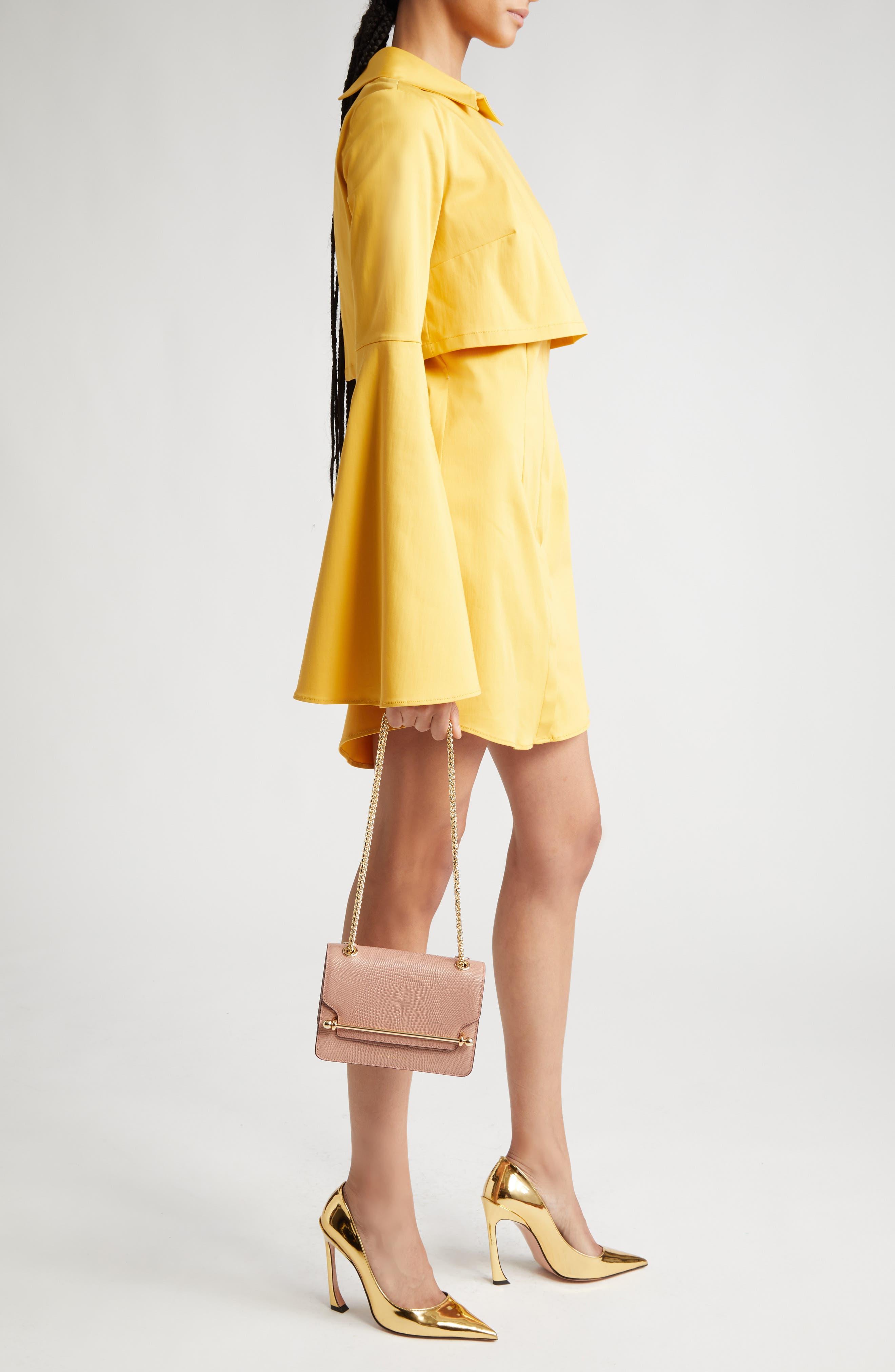 Strathberry Yellow Leather Mini East West Leather Crossbody Bag