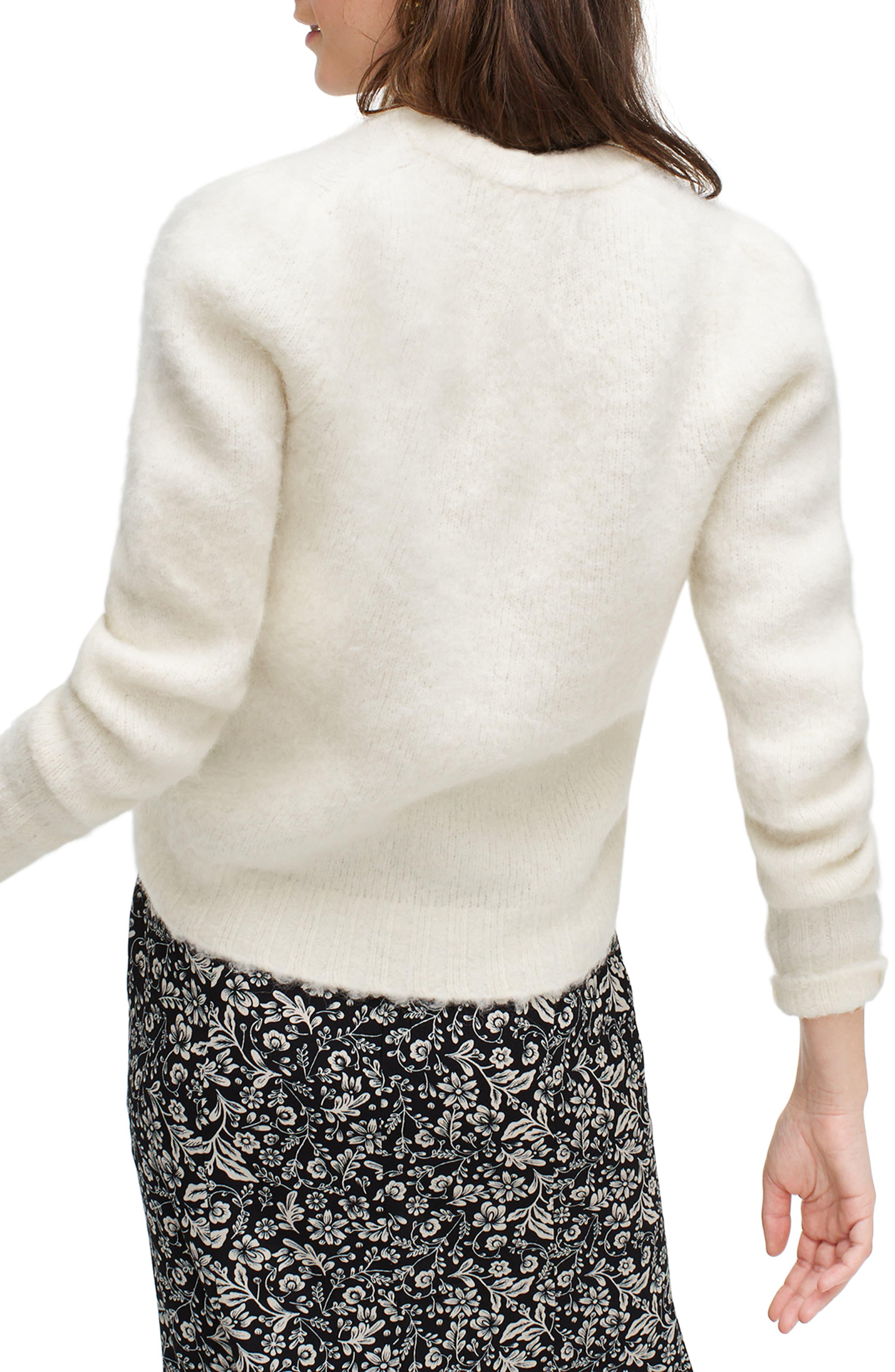 j crew puff sleeve fuzzy crewneck sweater