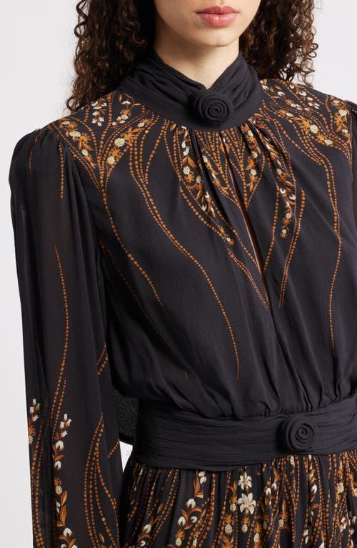farm rio garden silhouette long sleeve dress Black Winter Garden Mini Dress Long Sleeves  FARM Rio