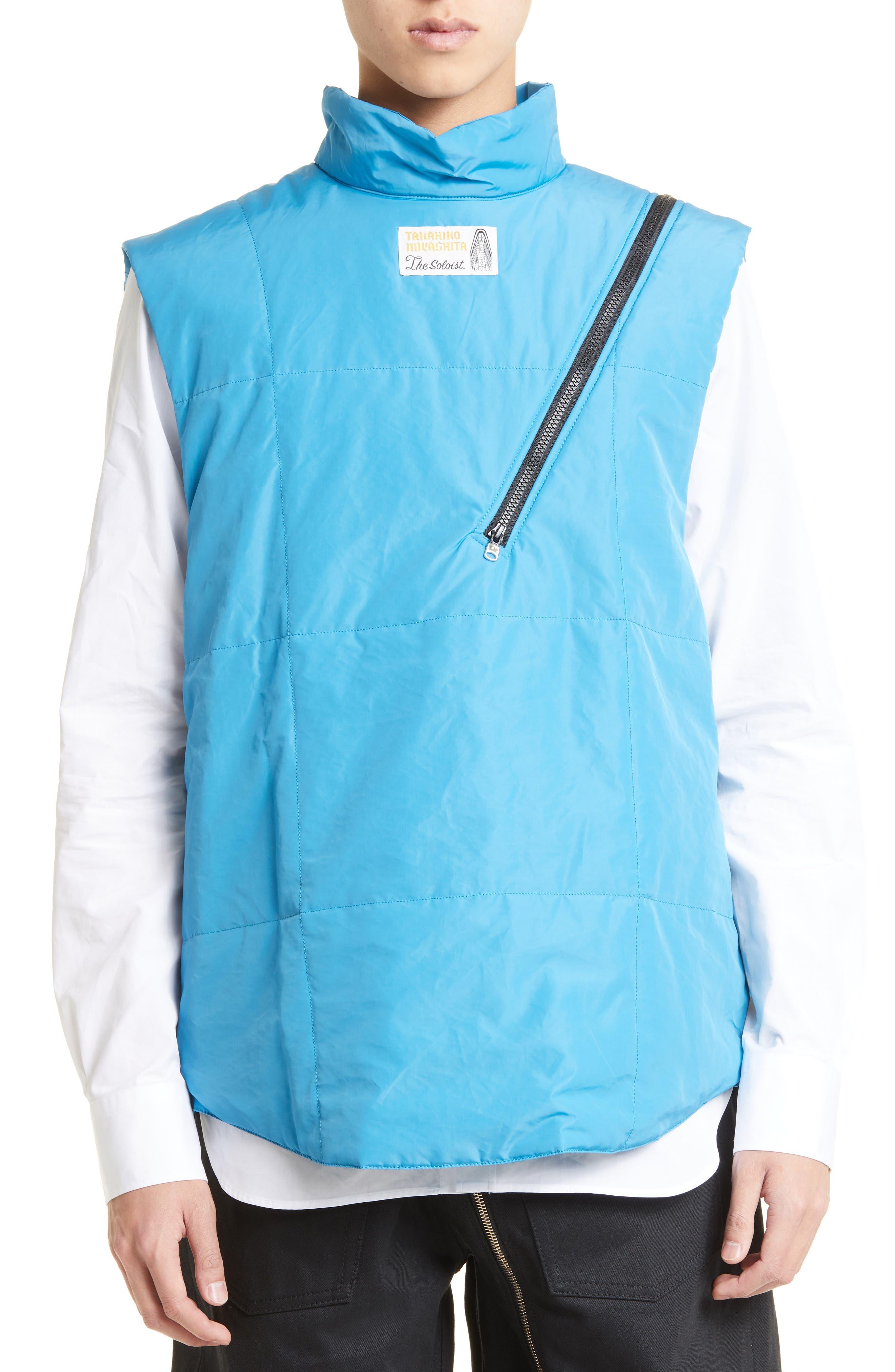 TAKAHIROMIYASHITA TheSoloist. Double Zip Reverse Puffer Vest in Blue ...