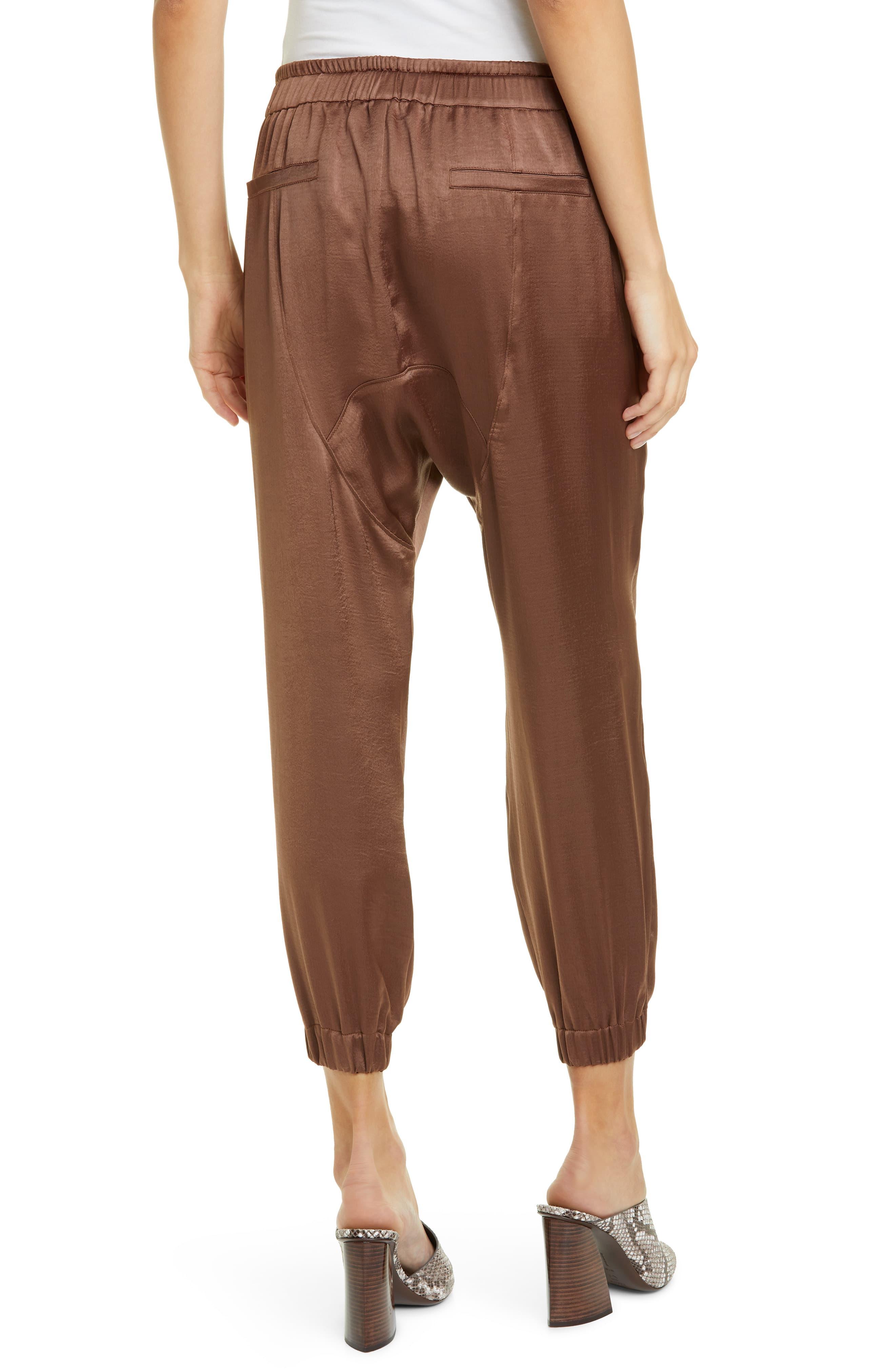 Joie Sequoya Satin Jogger Pants in Brown - Lyst