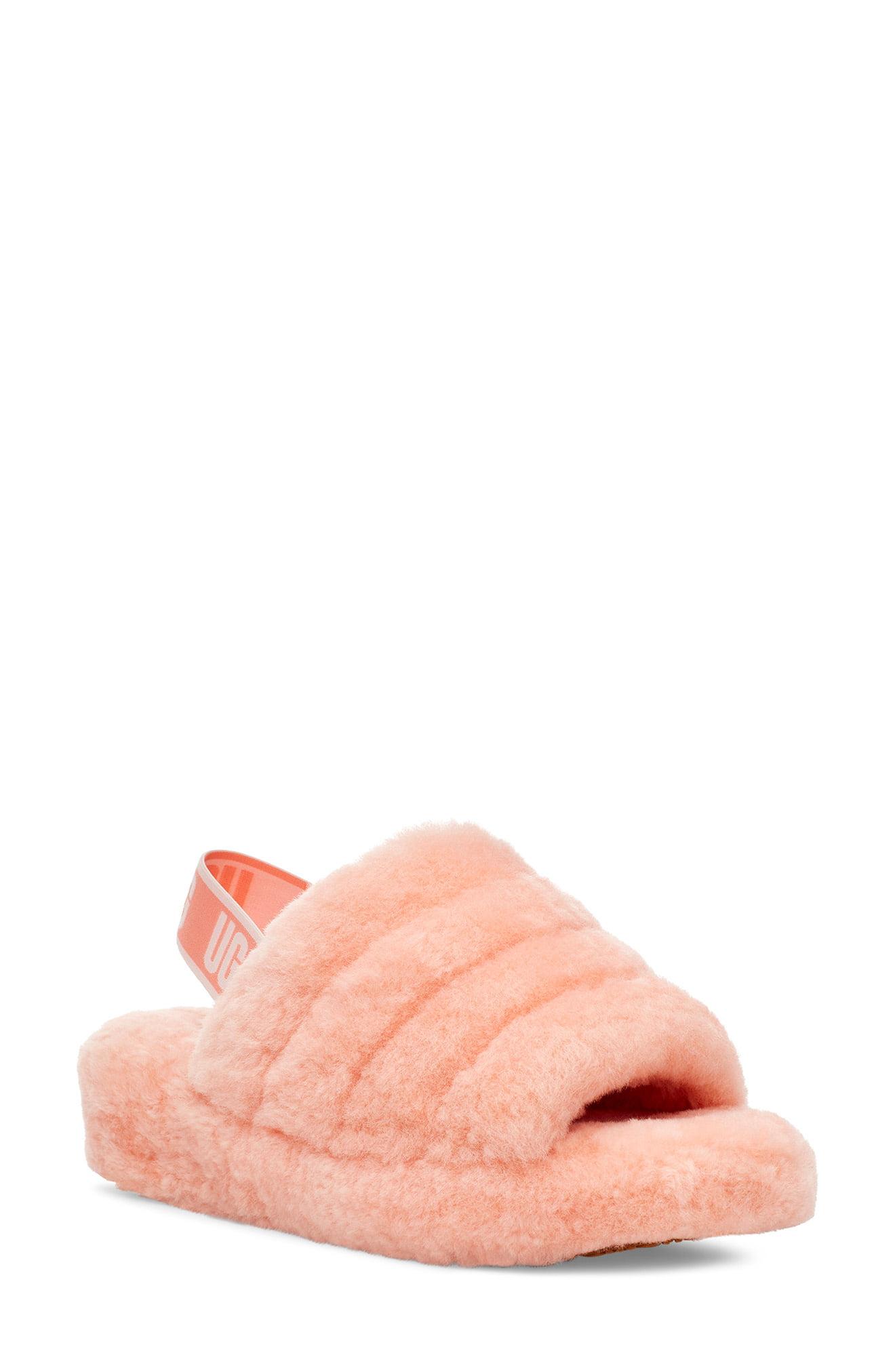 pink ugg fluffy slippers
