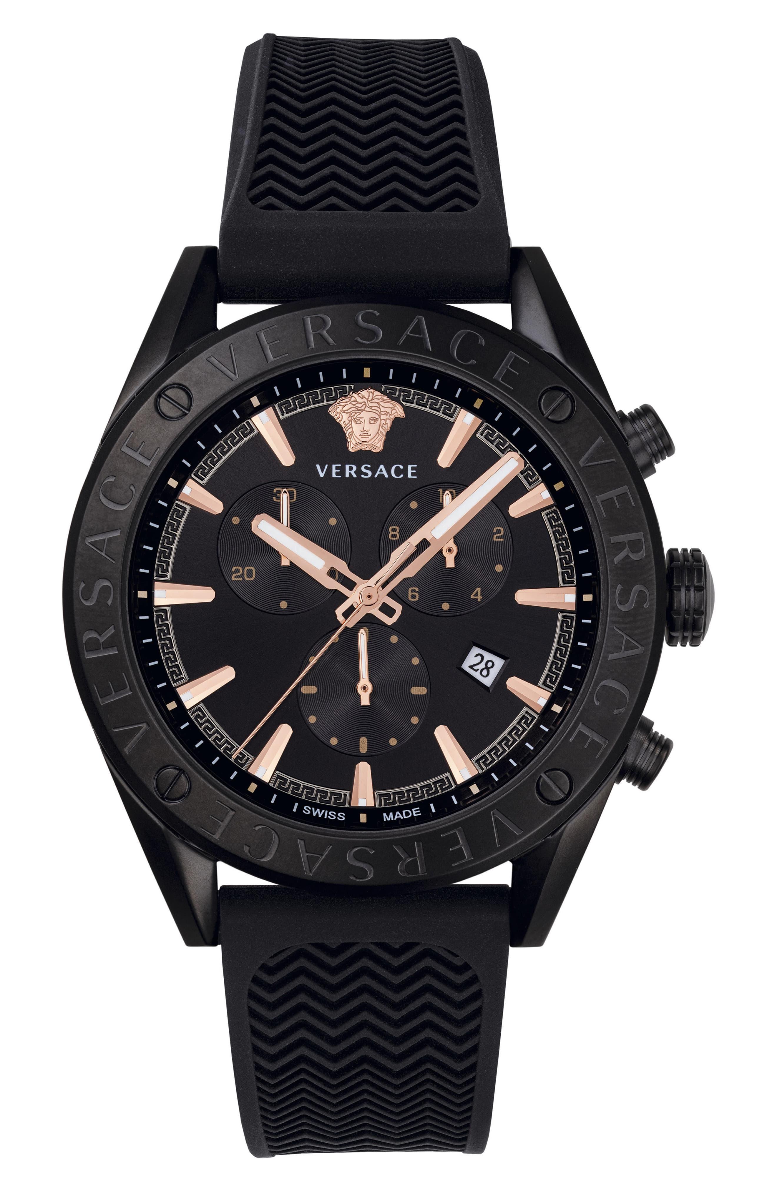 Versace Chrono Silicone Strap Watch in Black for Men Lyst