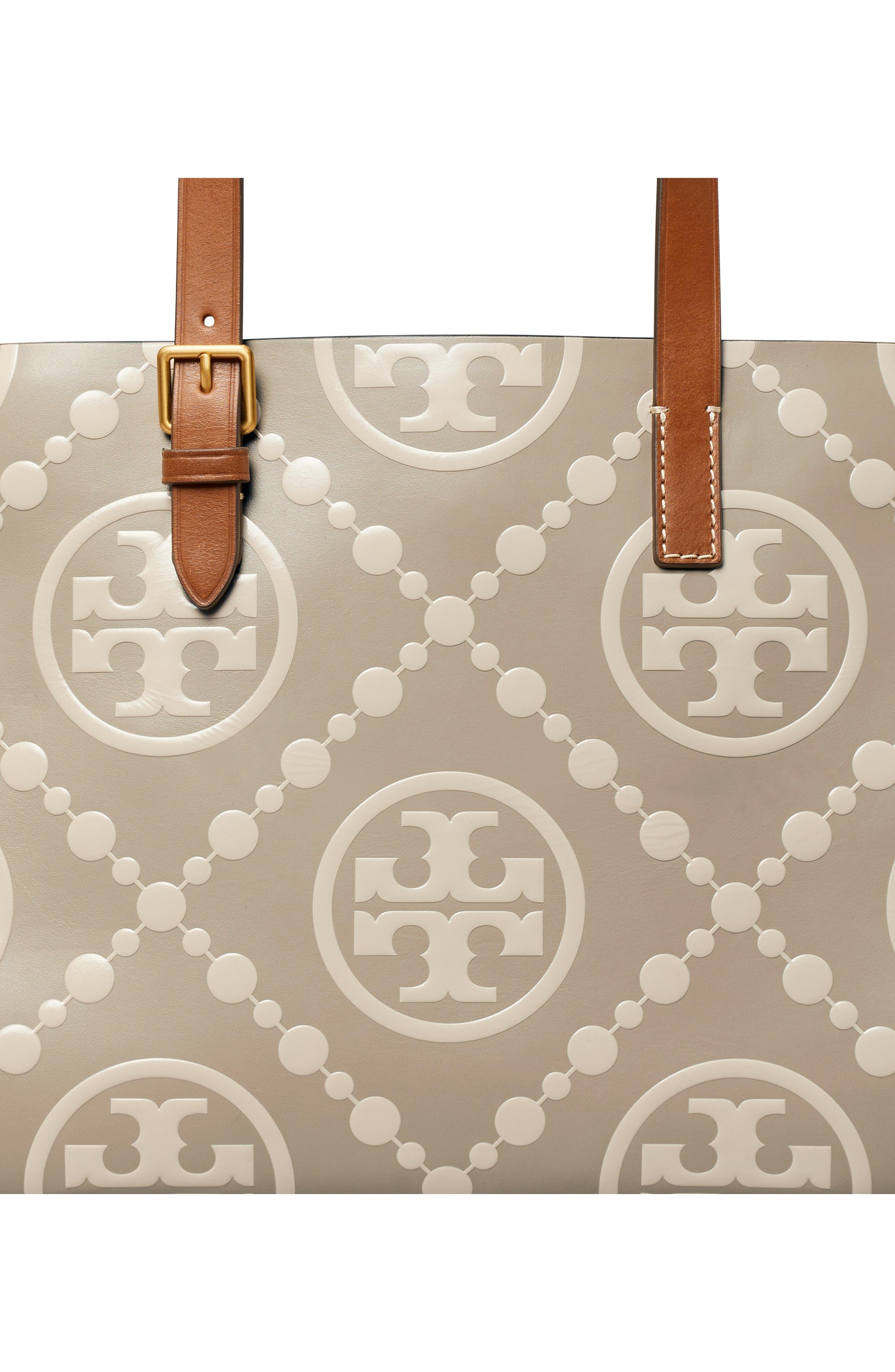 Small T Monogram Contrast Embossed Tote: Women's Handbags, Tote Bags