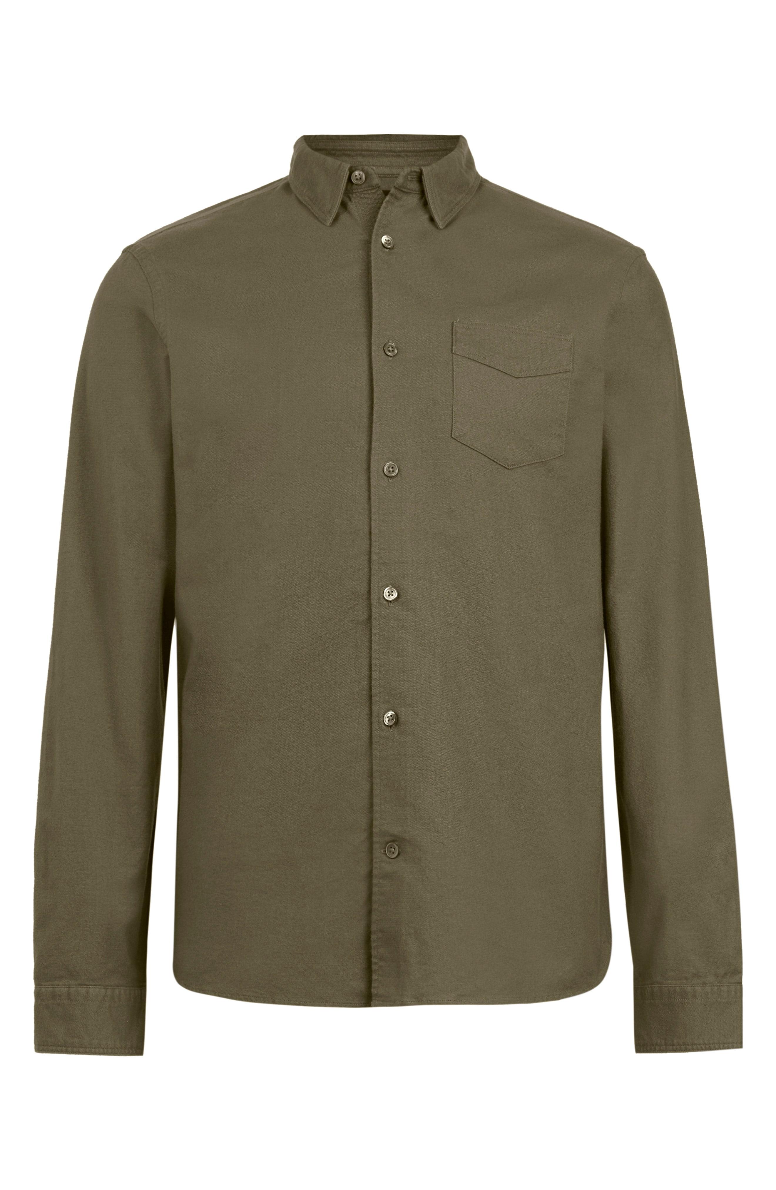 AllSaints Fairview Slim Fit Buttonup Shirt in Green for Men Lyst