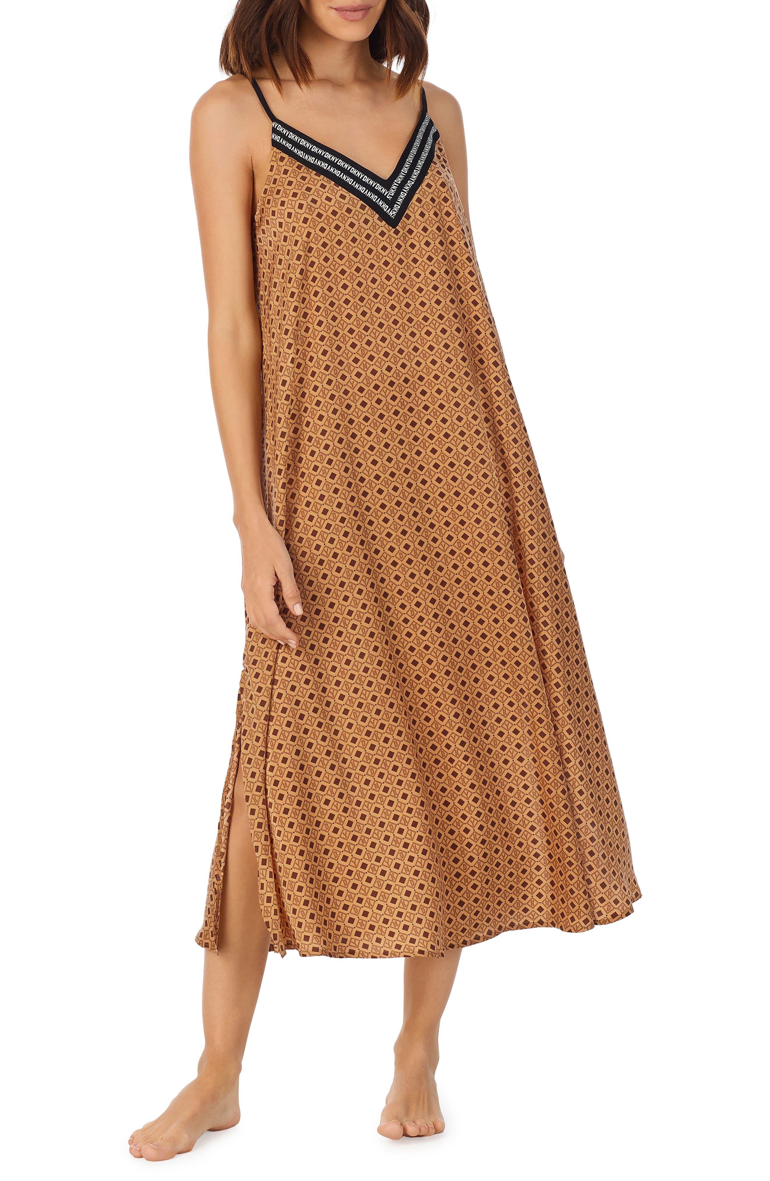DKNY Logo Jacquard Nightgown in Brown Lyst
