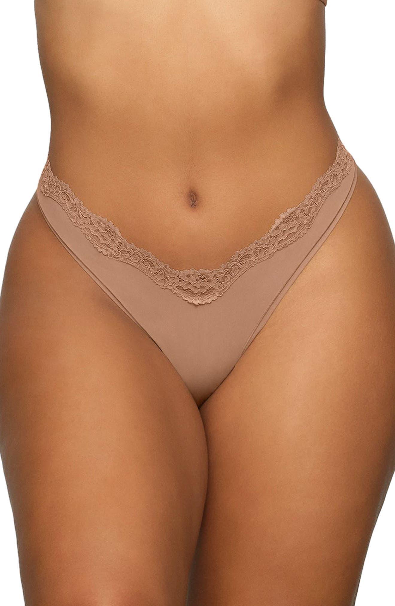 Skims Fits Everybody Lace Thong in Brown