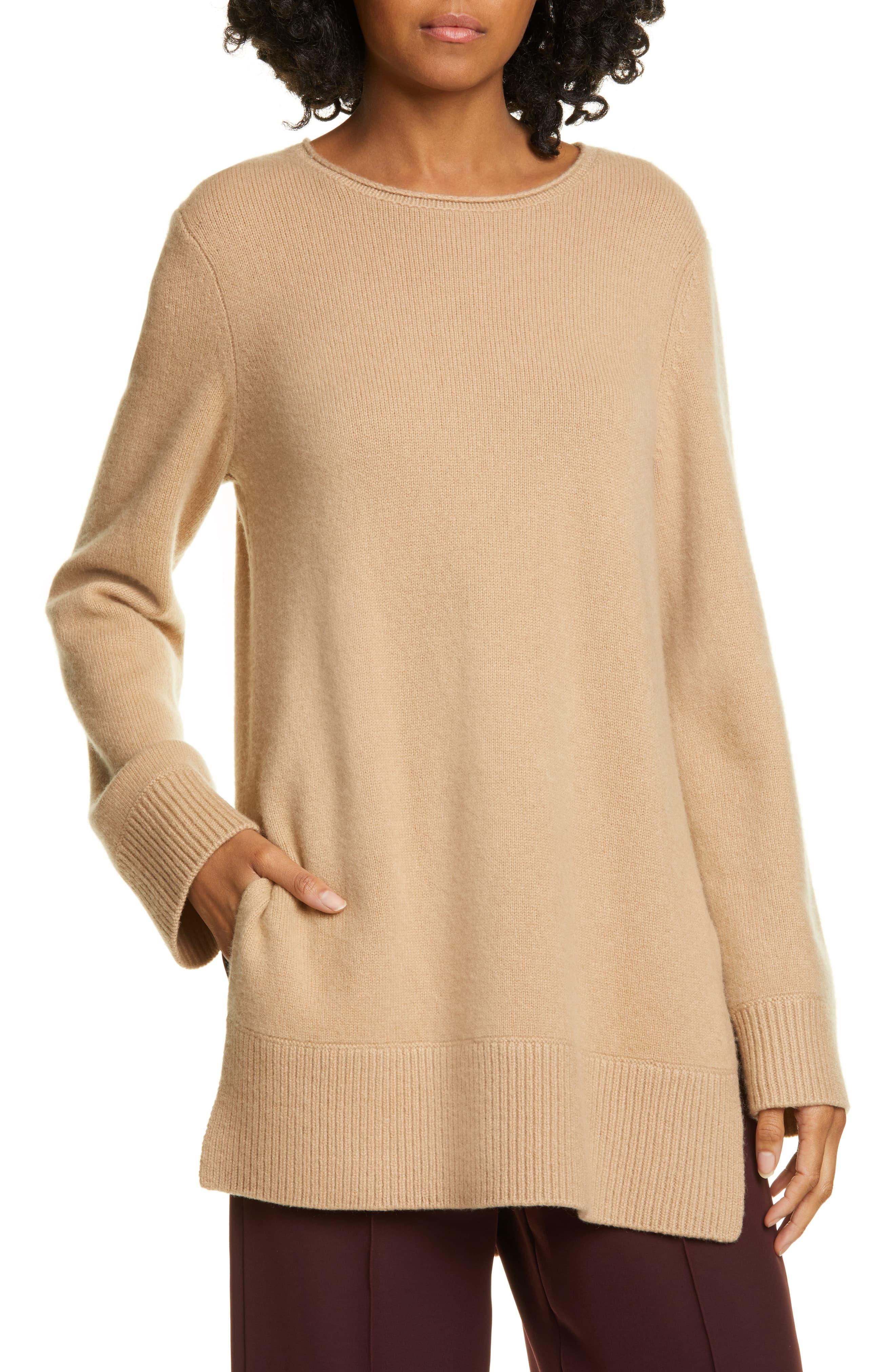 Vince Crewneck Cashmere Tunic Sweater in Camel (Natural) - Lyst