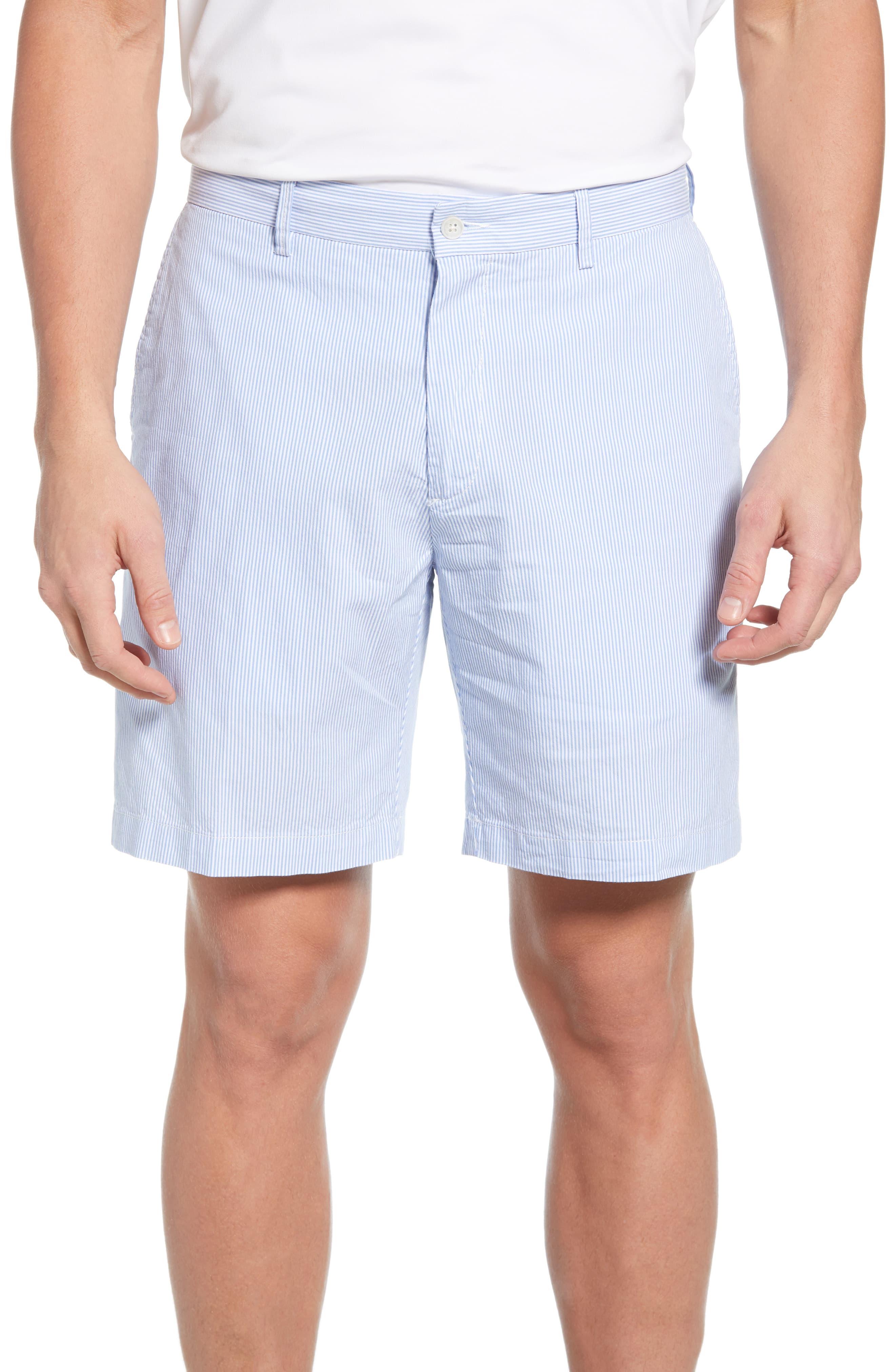 Peter Millar Regular Fit Pinstripe Linen & Cotton Shorts in Blue for ...