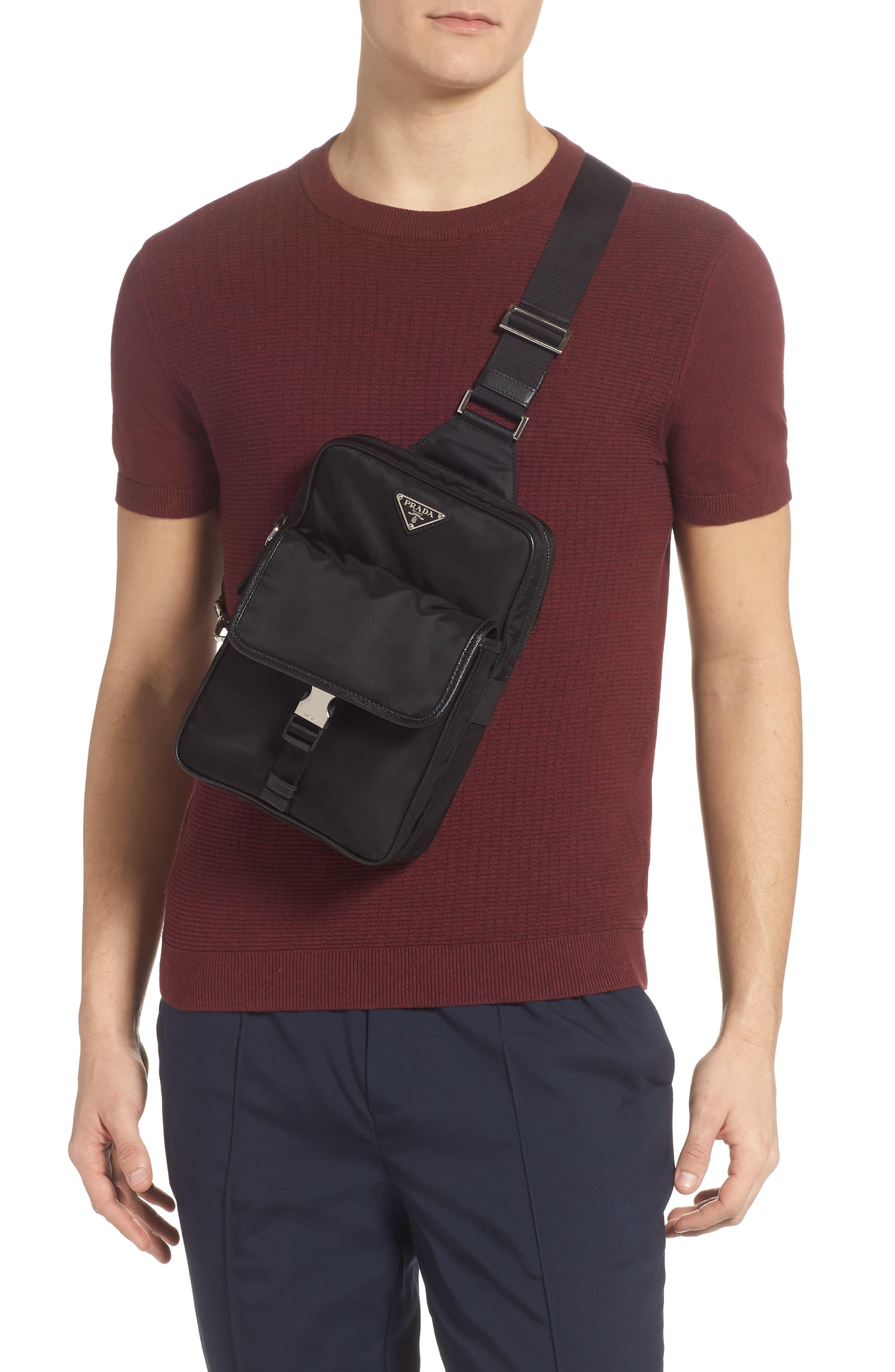 Prada Synthetic Medium Nylon Sling Bag in Nero (Black) for Men - Lyst