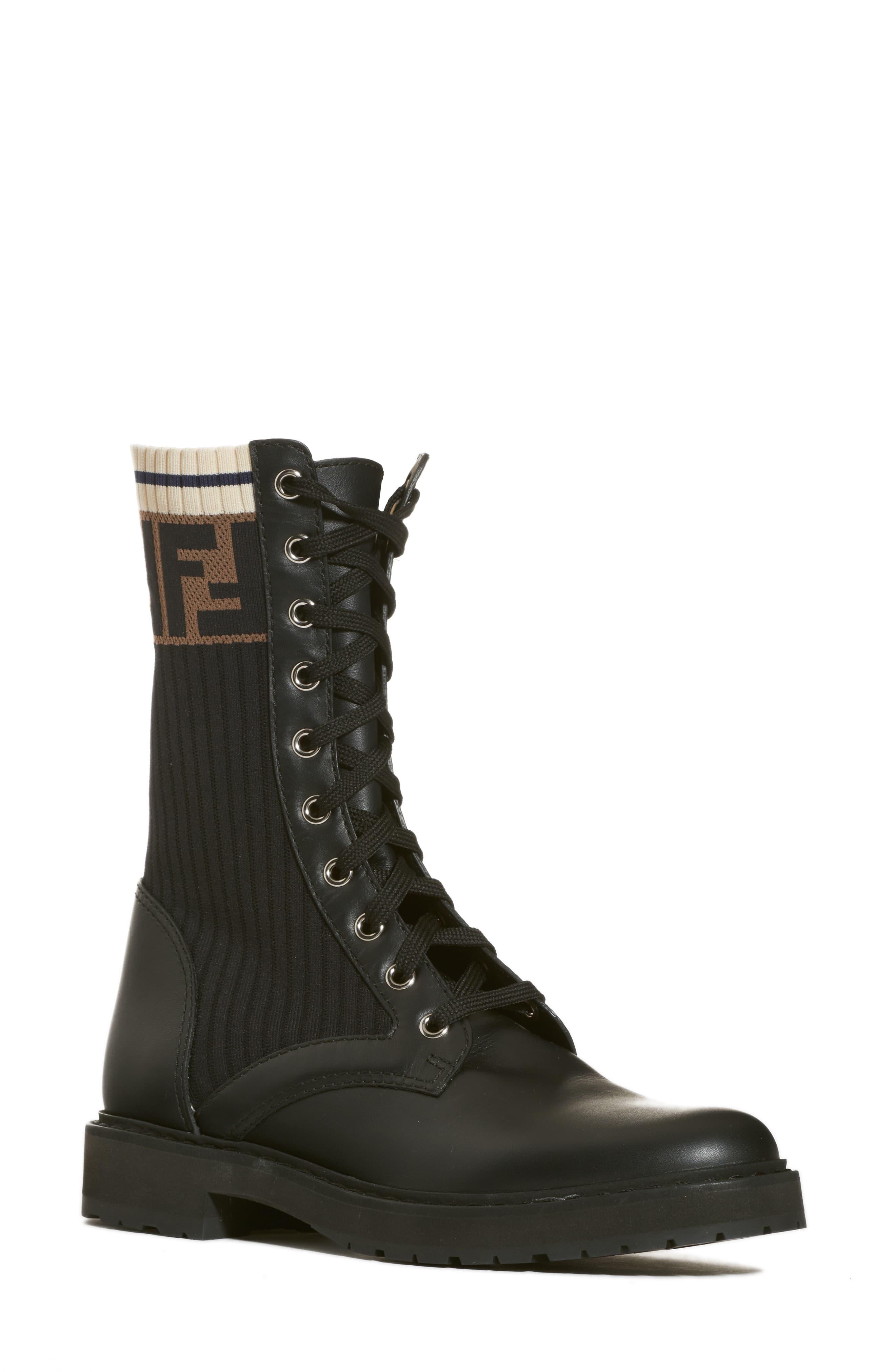 Fendi Rockoko Chelsea Sock Combat Boot in Black/ Navy (Black) - Save 6% ...