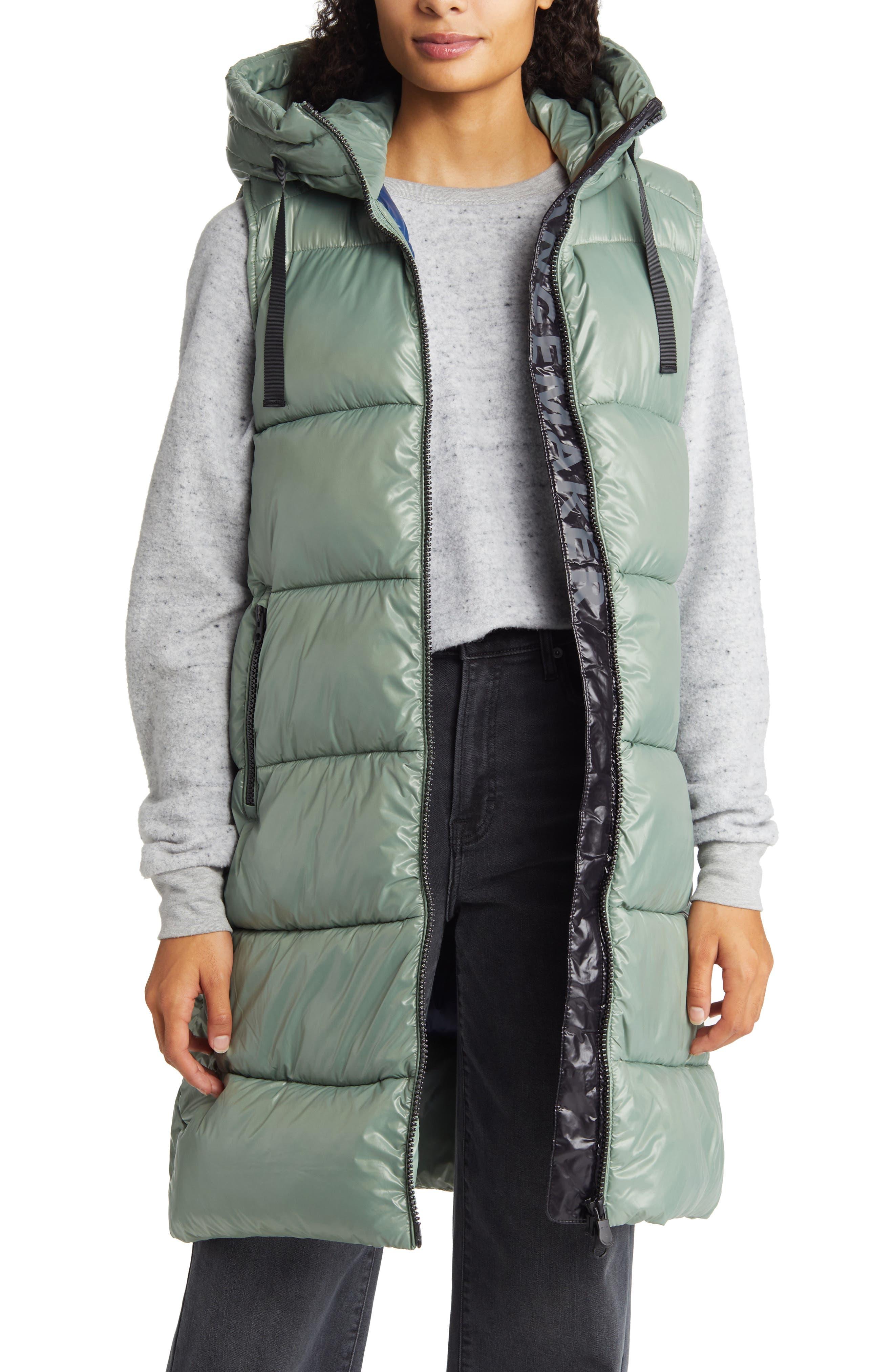 Save The Duck Iria Long Puffer Vest in Gray | Lyst