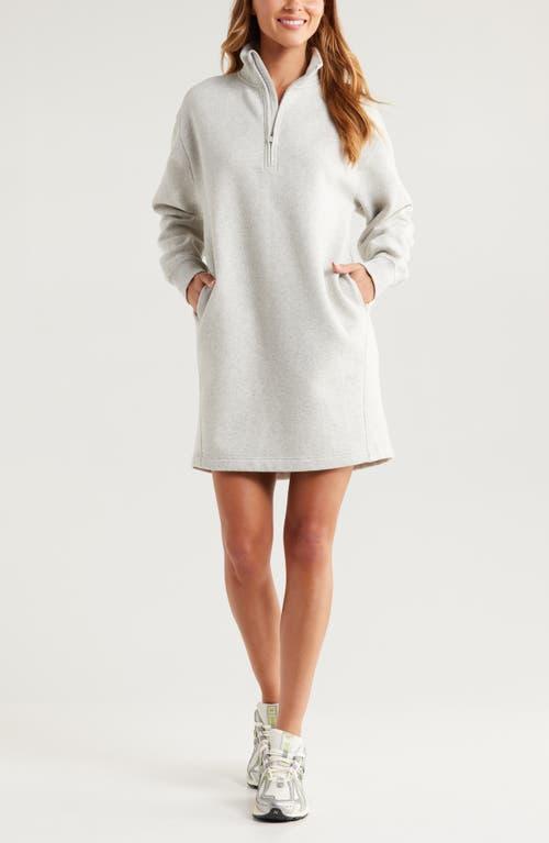 Zella Cloud Fleece Long Sleeve Quarter Zip Dress in Natural