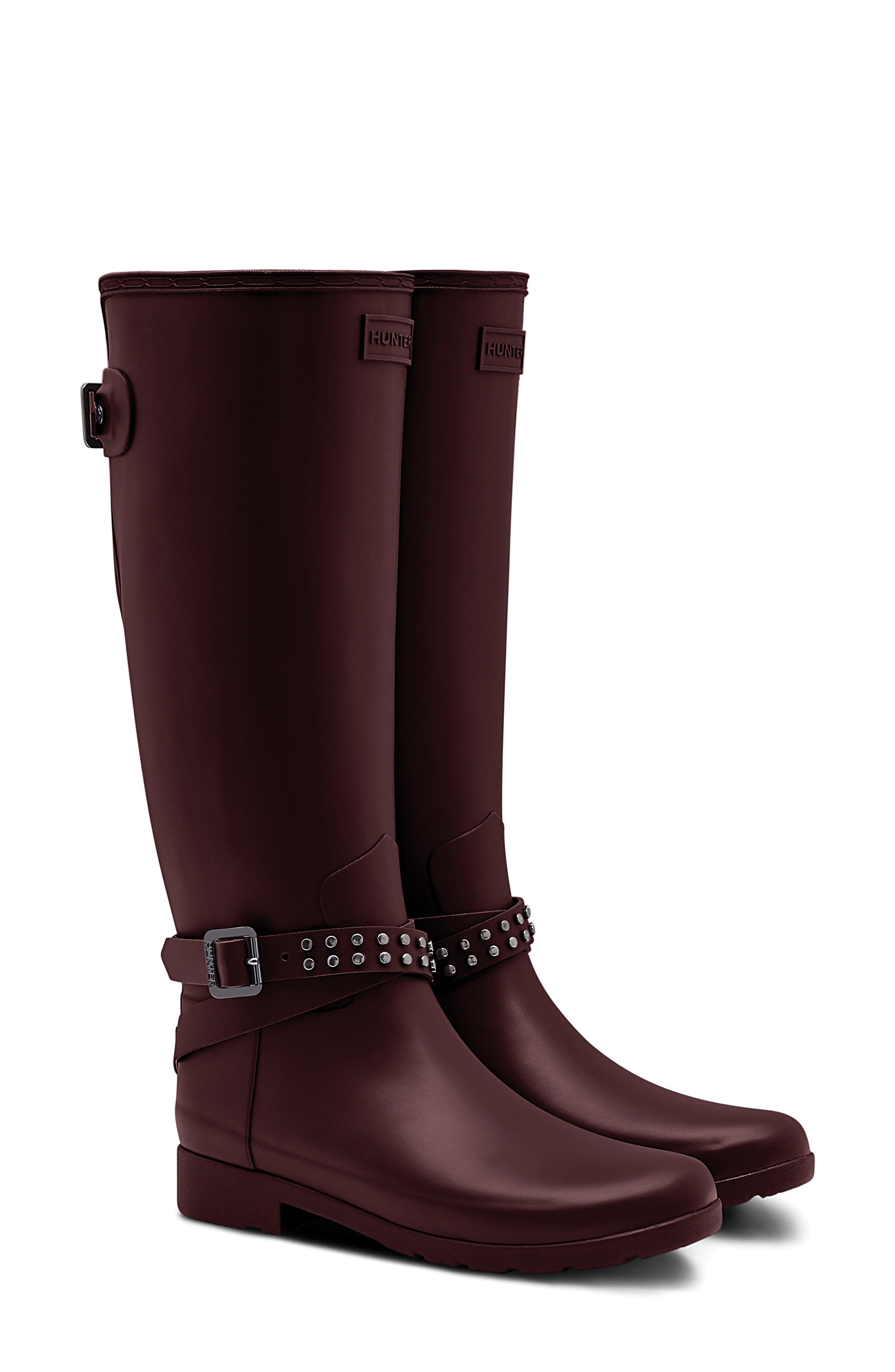 refined adjustable back knee high waterproof rain boot