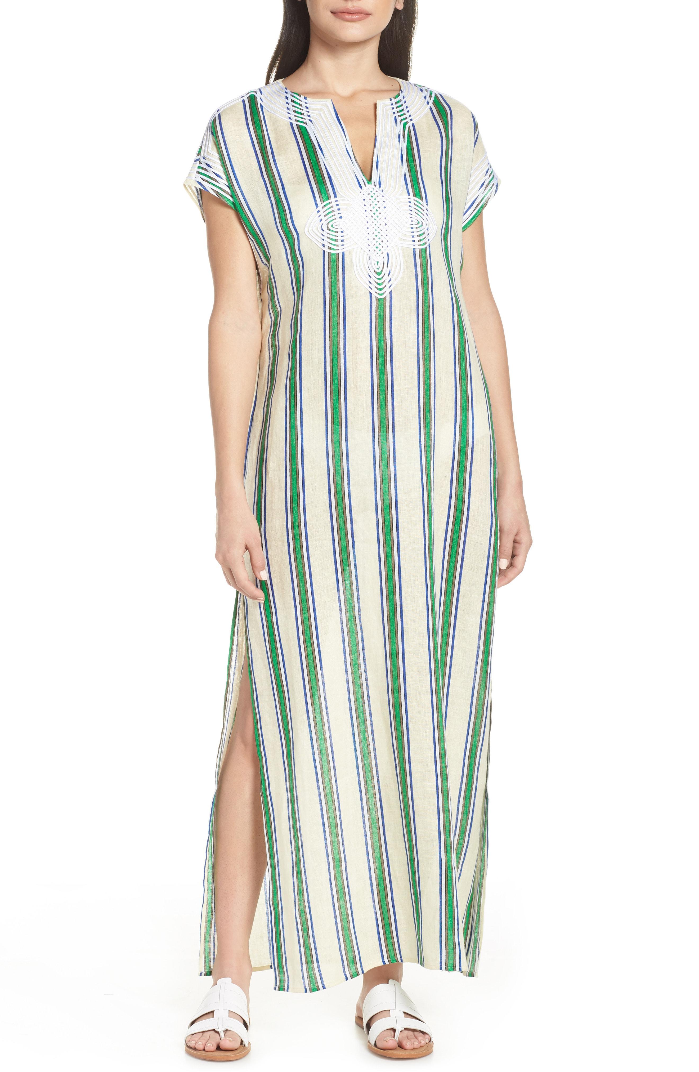 Lyst - Tory Burch Awning Stripe Cover-up Caftan in Blue - Save 8%