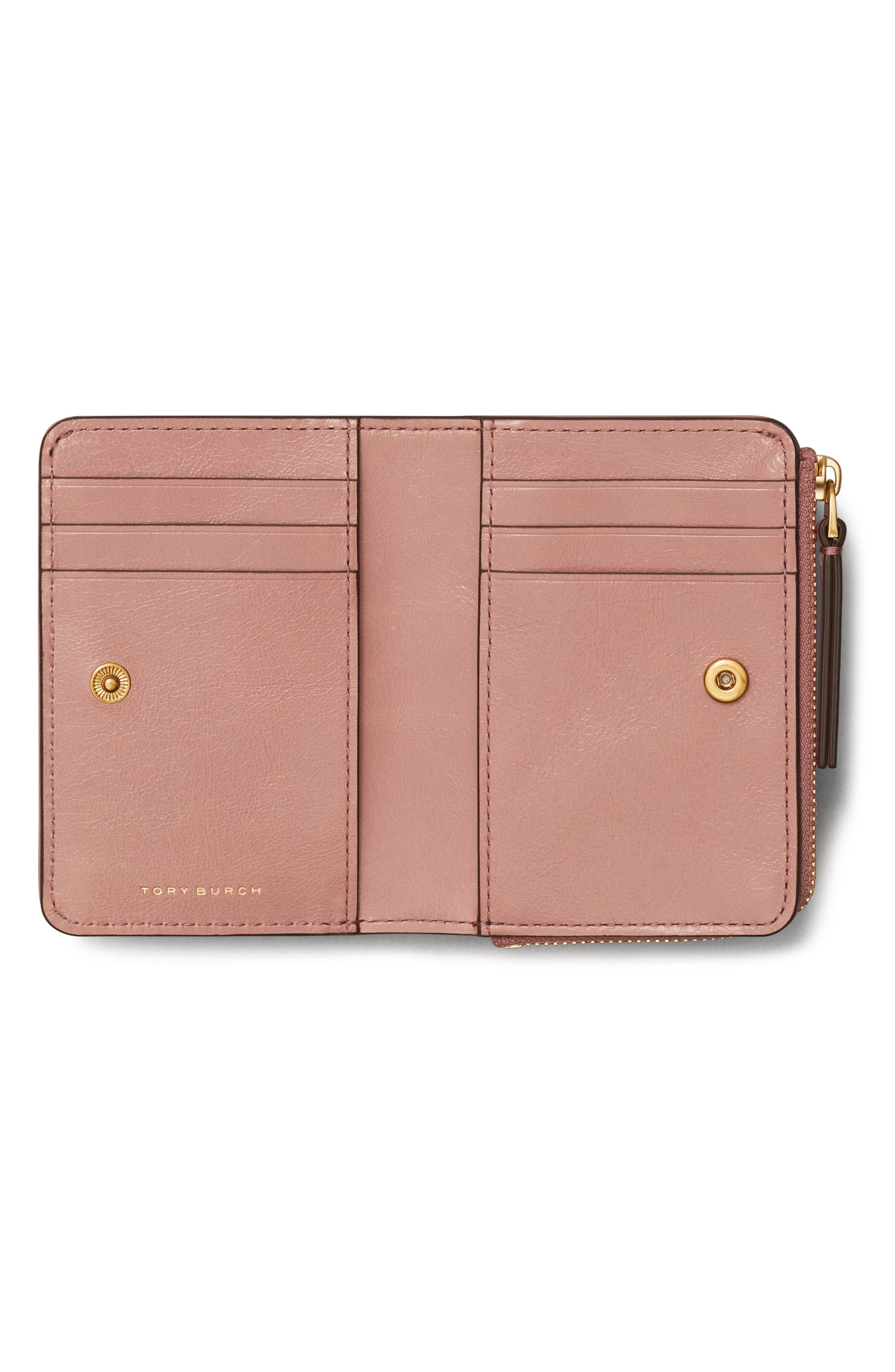 Tory Burch Kira Moto Quilted Wallet on A Chain in Pink Magnolia