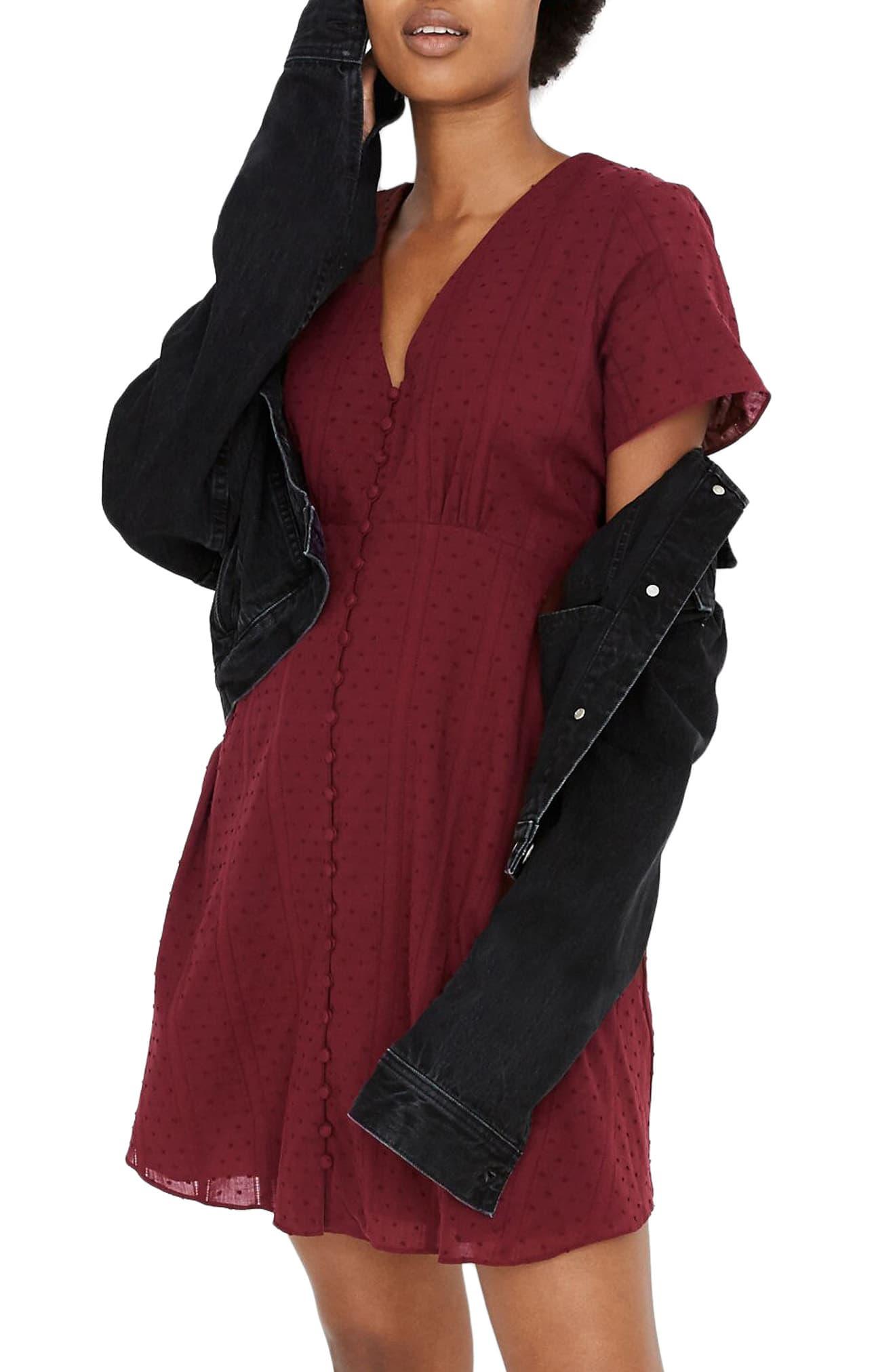 button front swing dress