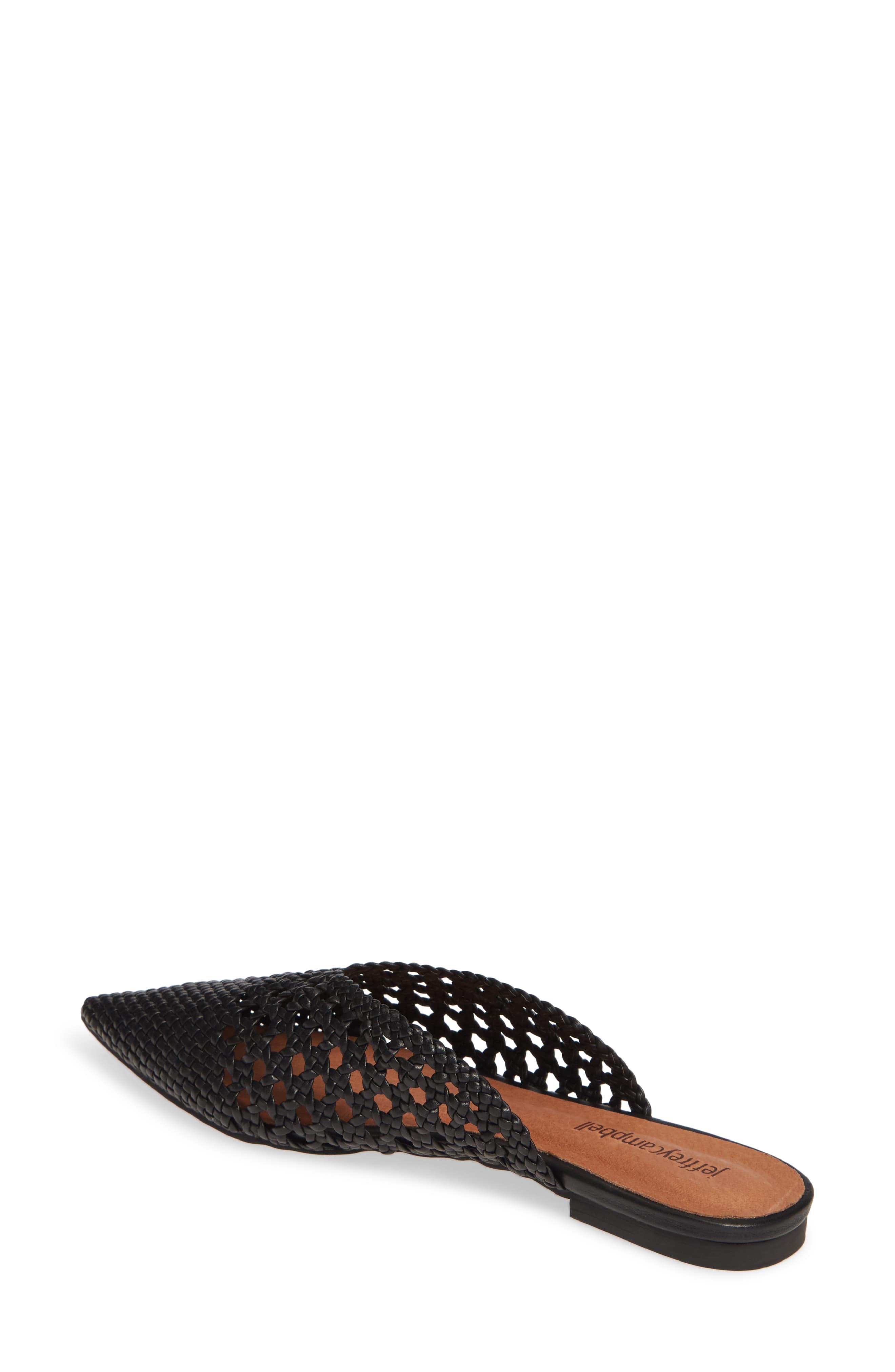 black flat pointed mules