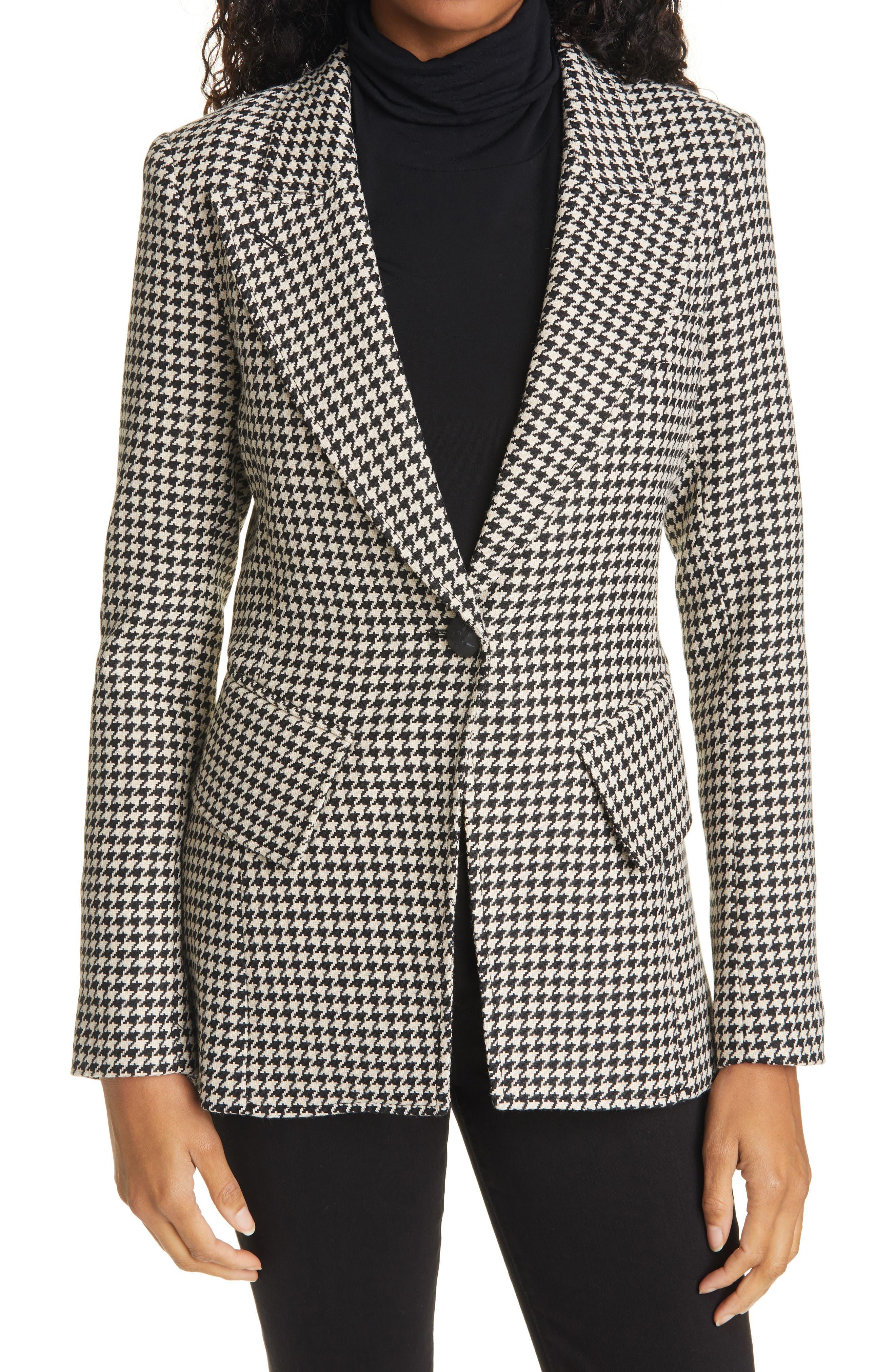 Smythe Women's Houndstooth Blazer in Black Lyst