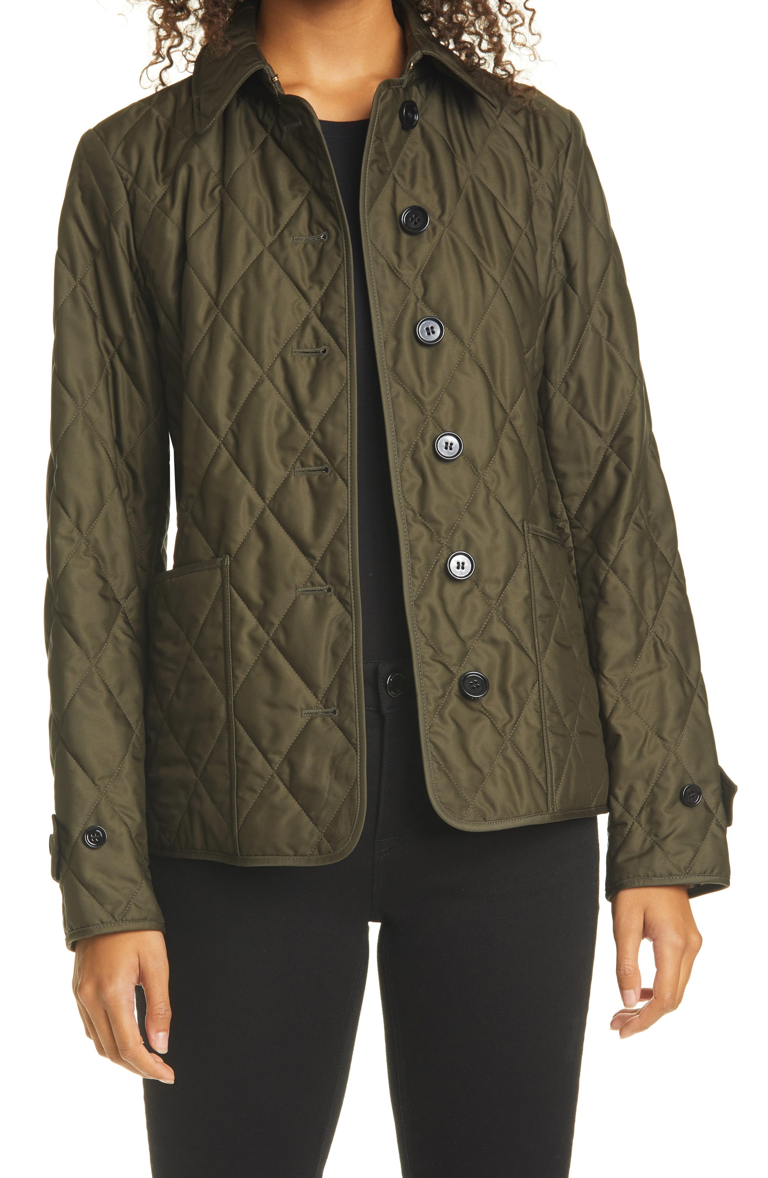Burberry Fernleigh Thermoregulated Diamond Quilted Jacket in Dark Olive ...