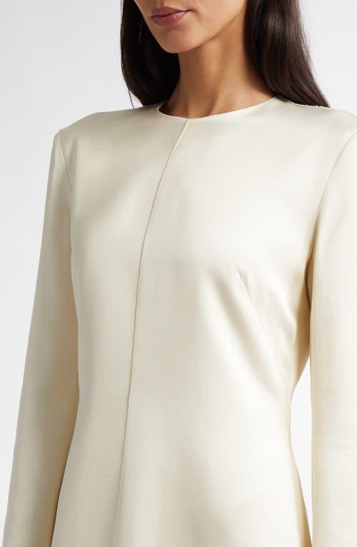 TOTEME Lean Long Sleeve Satin Midi Dress in Natural | Lyst