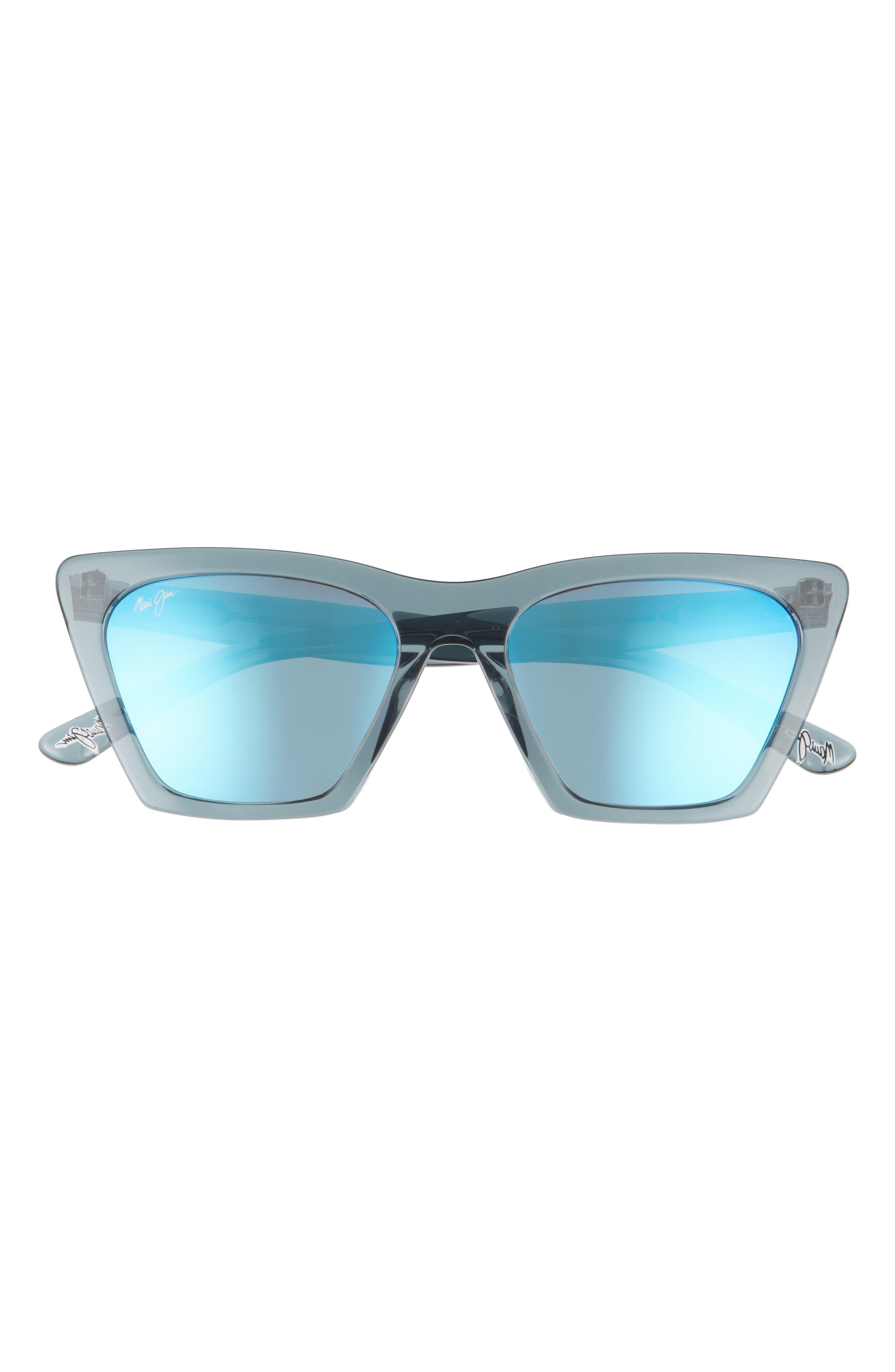 Maui Jim Kini Kini 54mm Mirrored Polarized Rectangular Sunglasses in