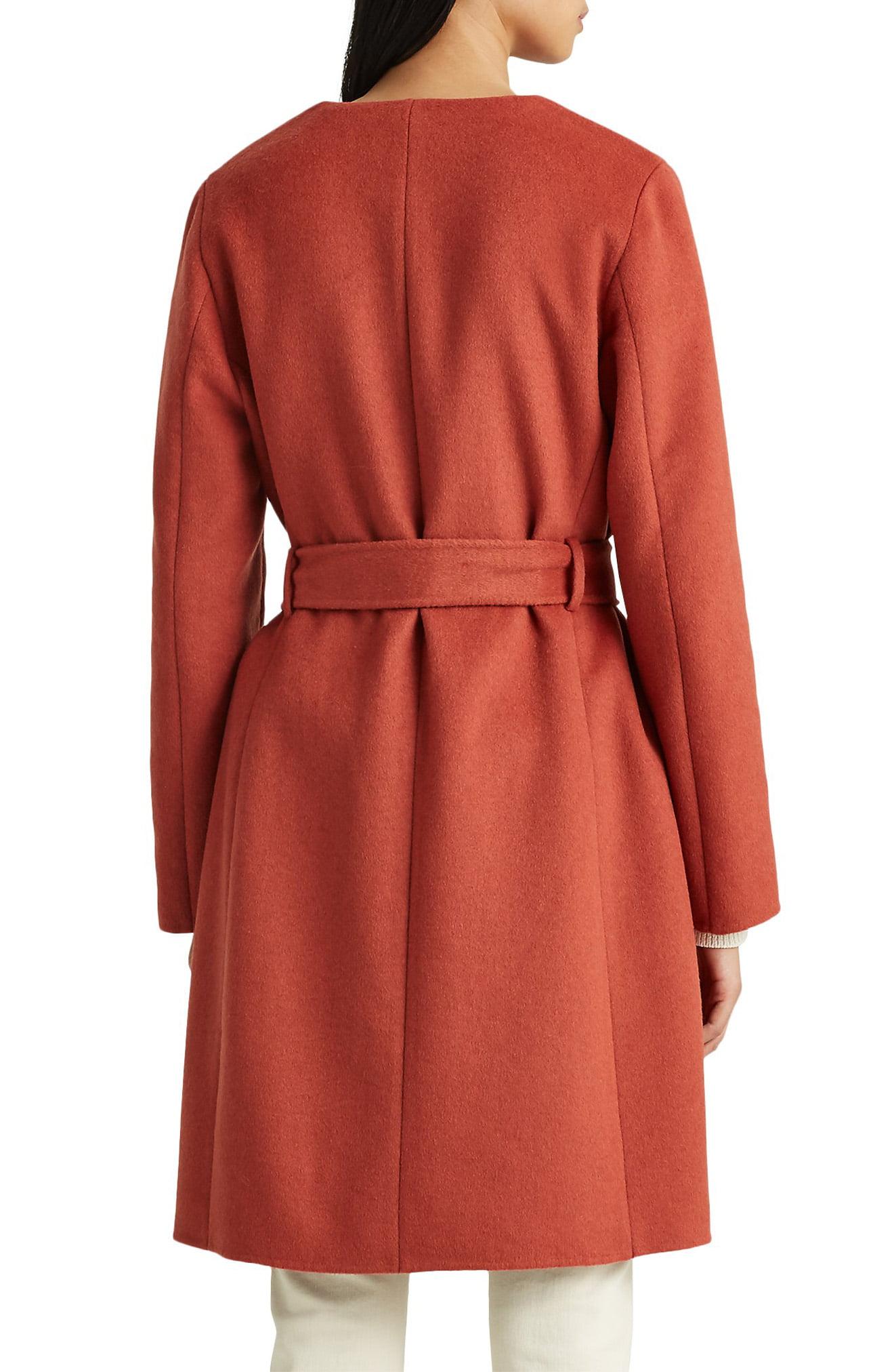 lauren ralph lauren belted double face wool blend coat